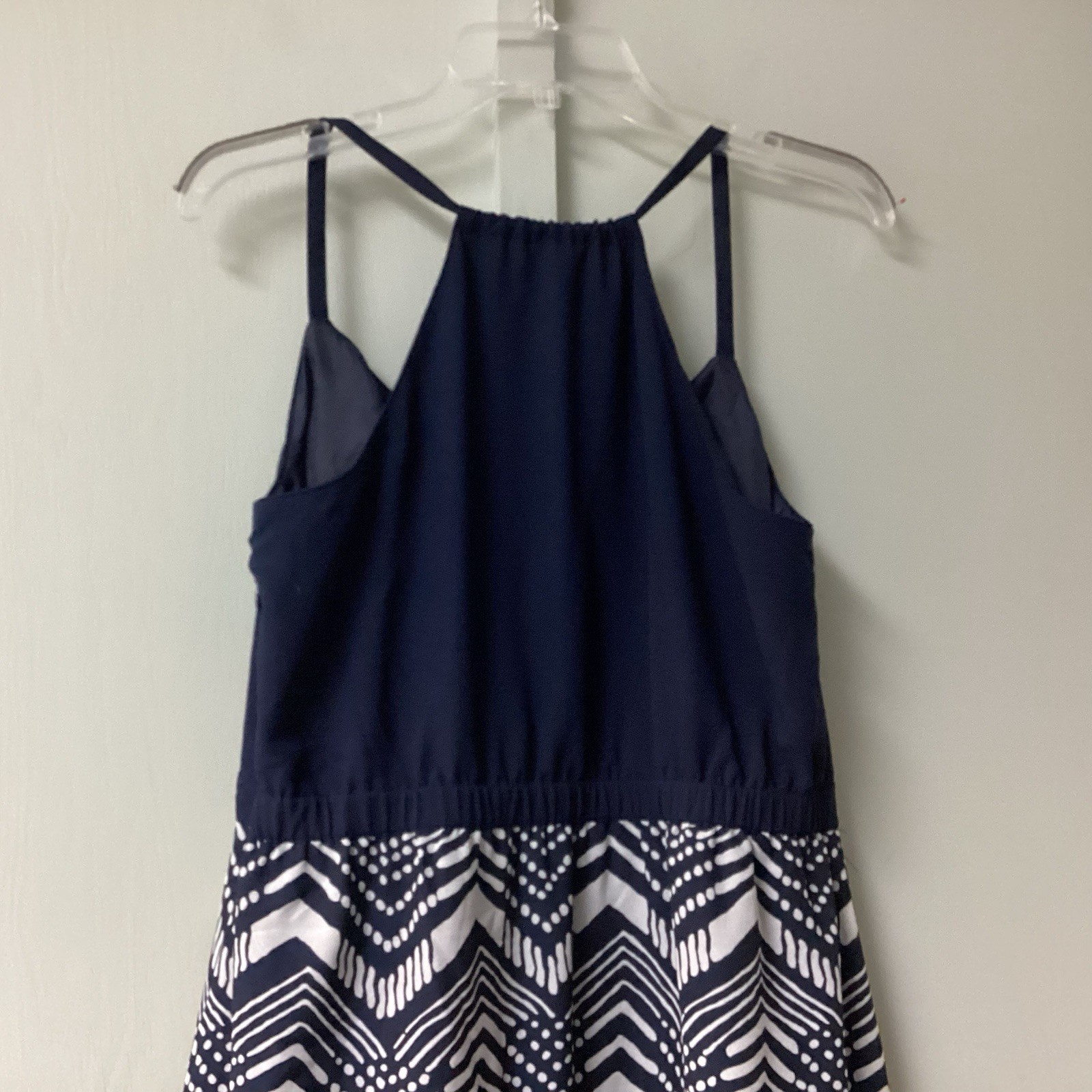 J. Crew Midi Dress Size 10 Petite Halter Polyester Slit Cut Side Zip Navy Lined