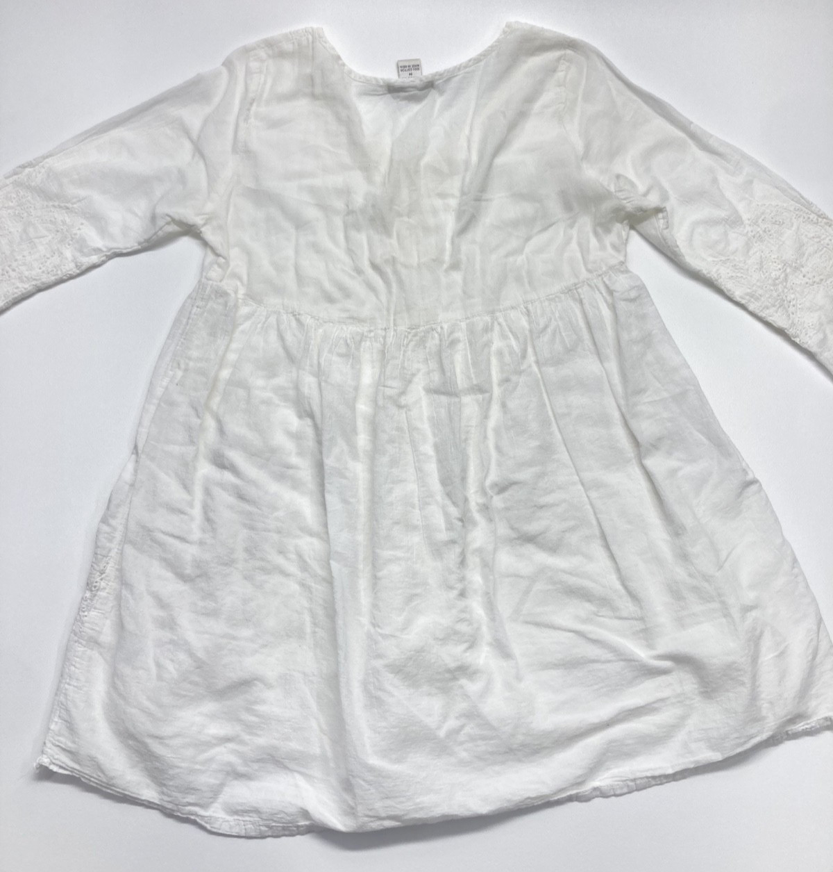 Cute Options 100% Cotton White Tunic Embellished Lined Dress Women’s Size M