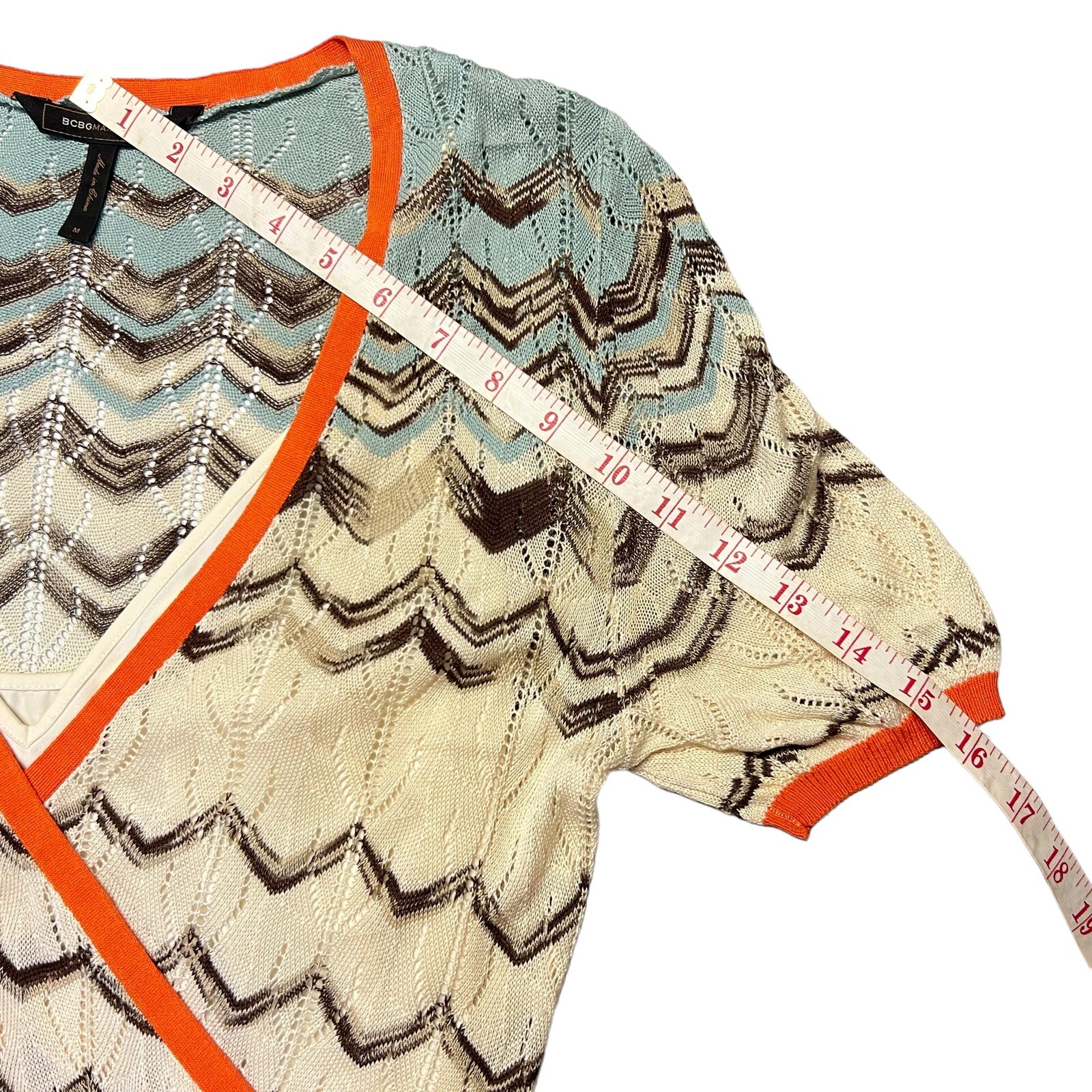BCBGMaxAzria Chevron Silk Rayon Blend Knit Dress Size Medium Boho