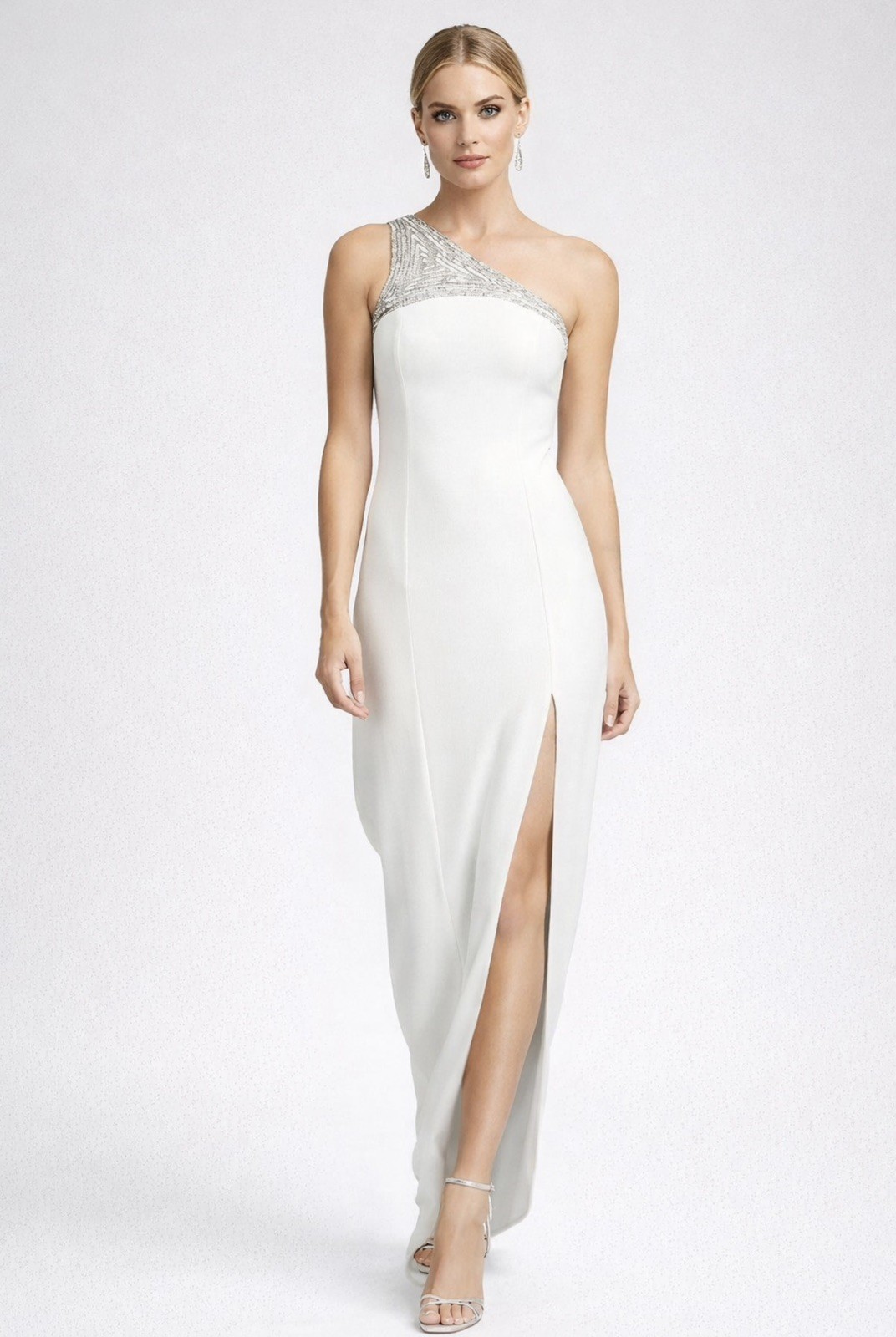 Jay Godfrey Women’s White Beaded One-Shoulder Dress Size 4 NWT originally $395