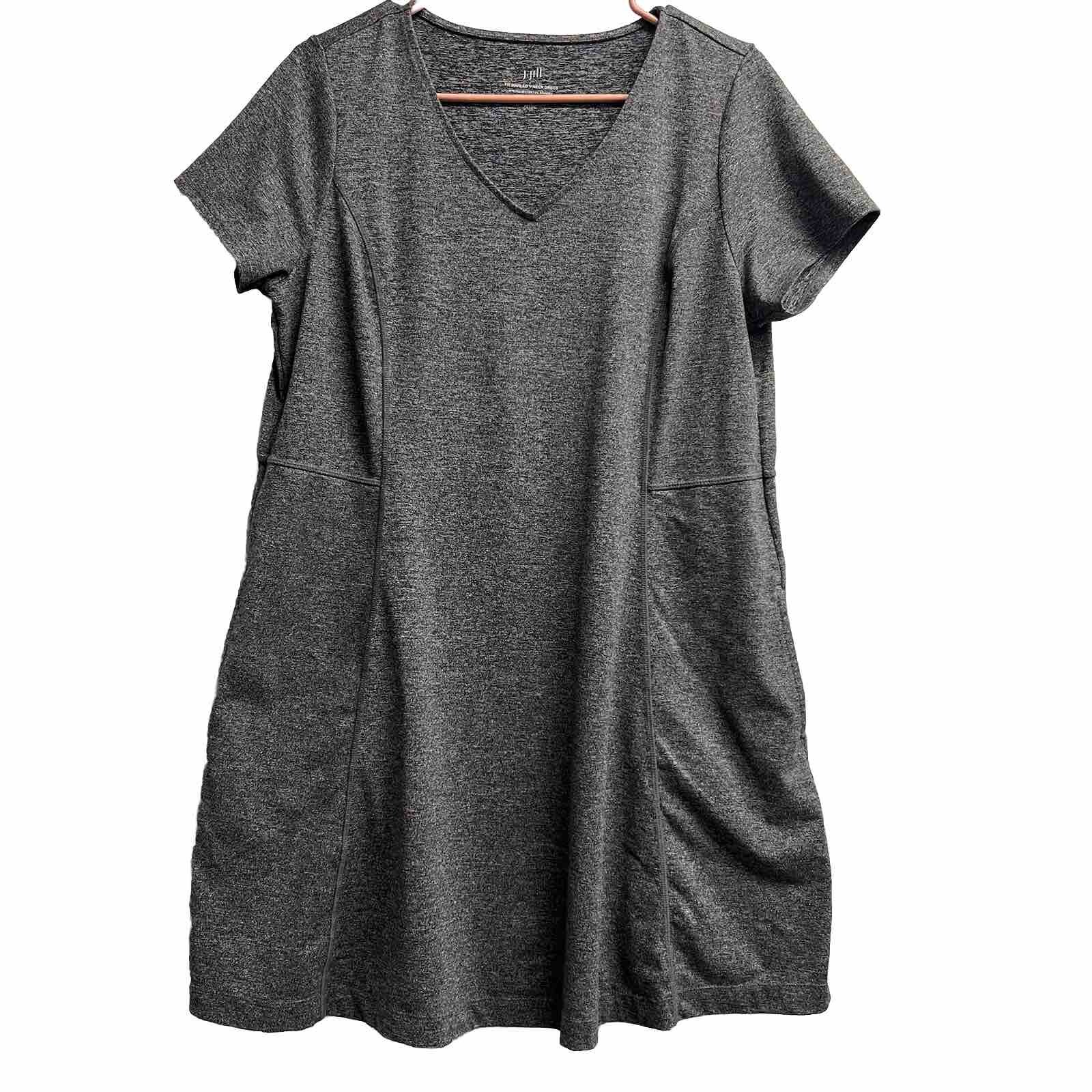 J Jill fit marled v neck dress Shift Sheath Petite M Stretch w/pockets