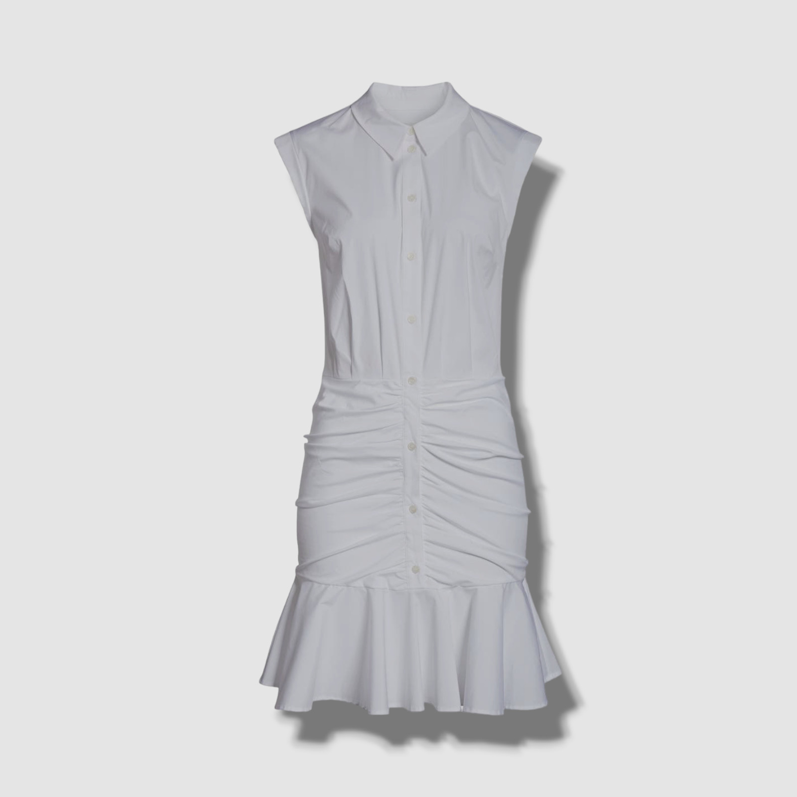 $450 Veronica Beard Womens White Point Collar Cap Sleeve Mini Shirtdress Size 10