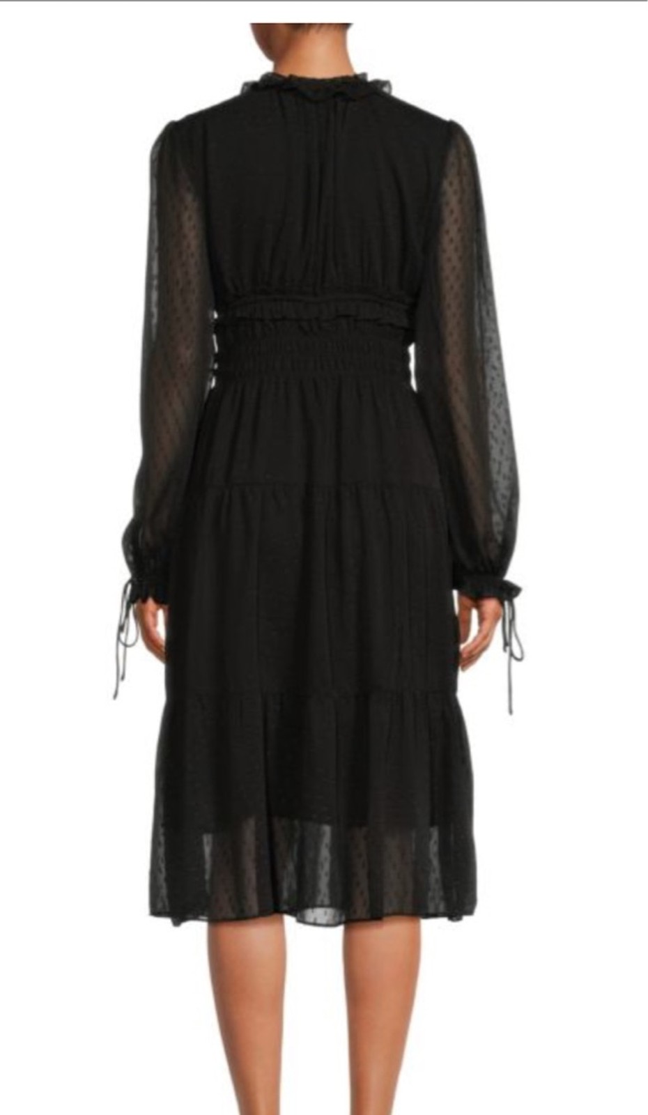 Women’s Stellah Black Long Sleeve Tiered Midi Dress S