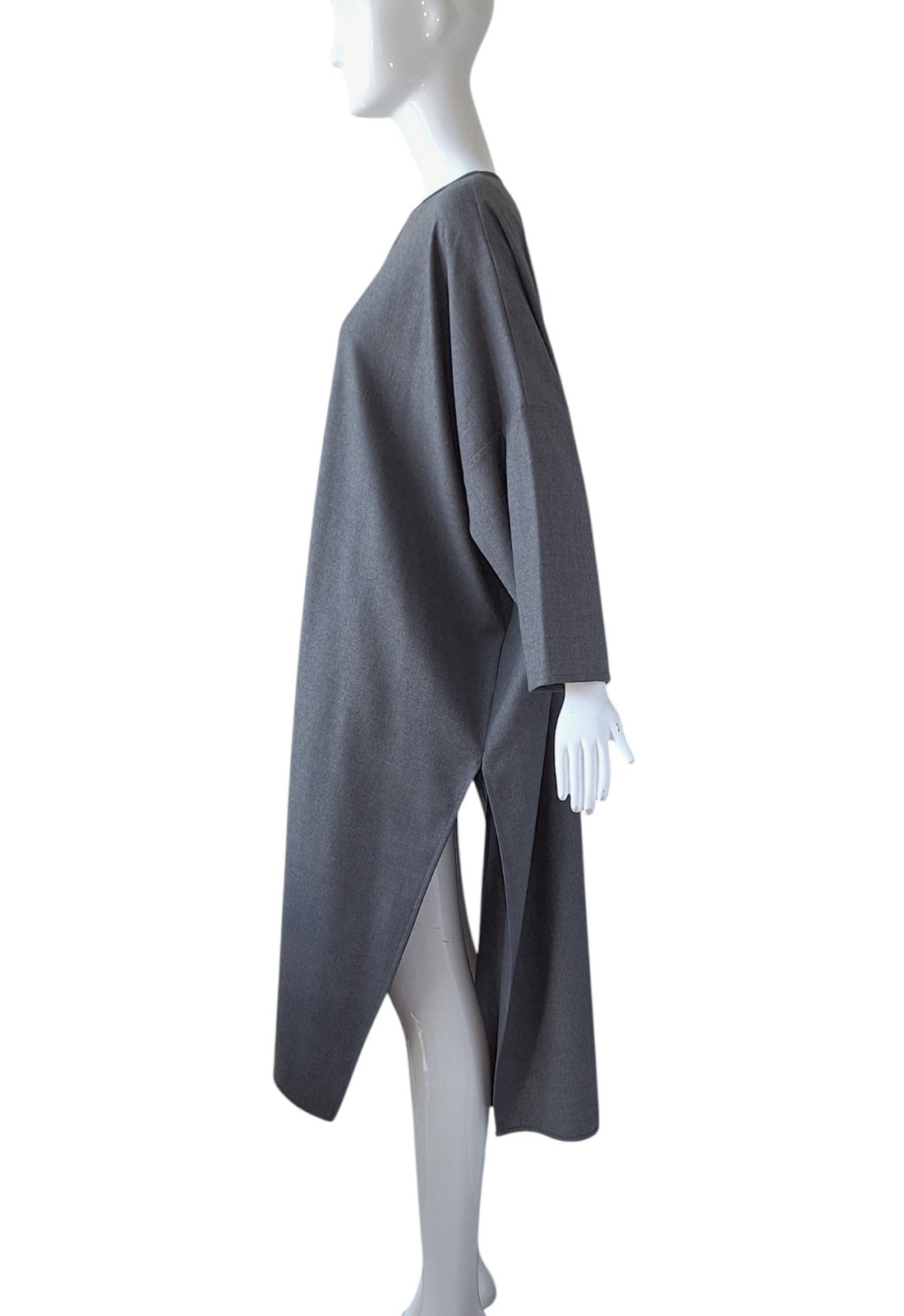 Eskandar Wool/Cashmere Maxi Tunic Duster 1 Size Gray Neiman Marcus Minor Flaws