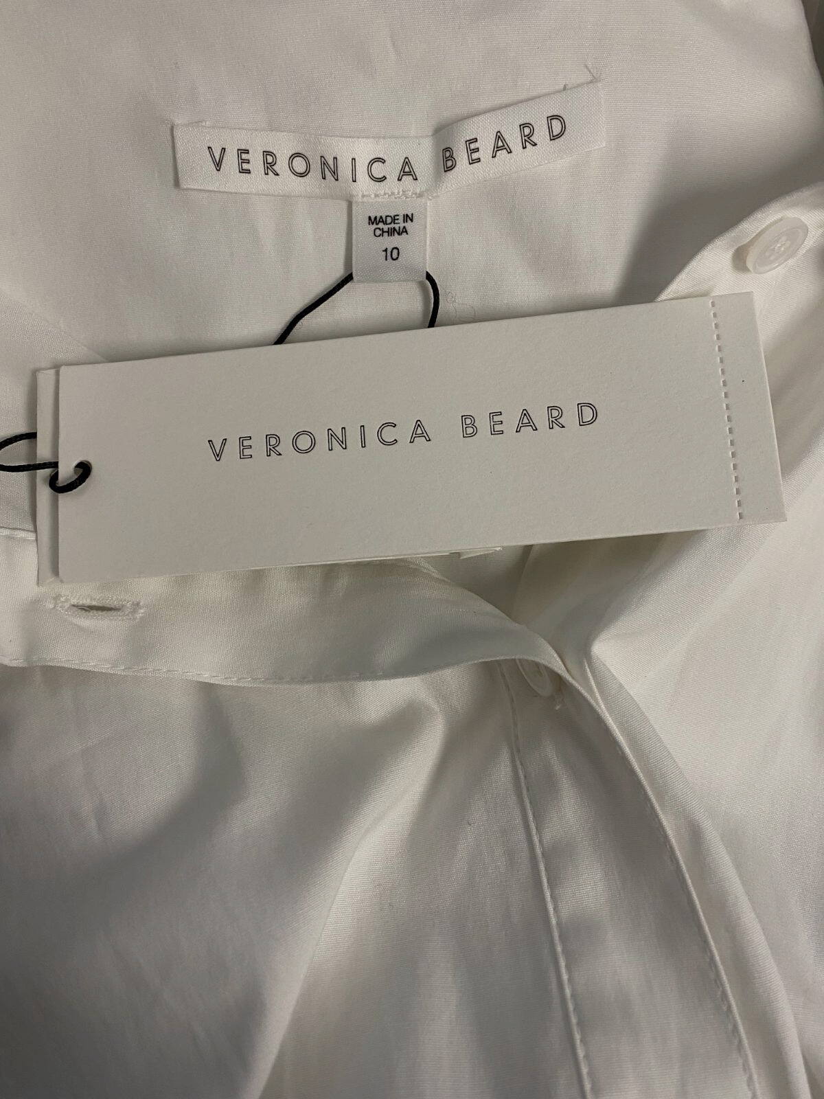 $450 Veronica Beard Womens White Point Collar Cap Sleeve Mini Shirtdress Size 10