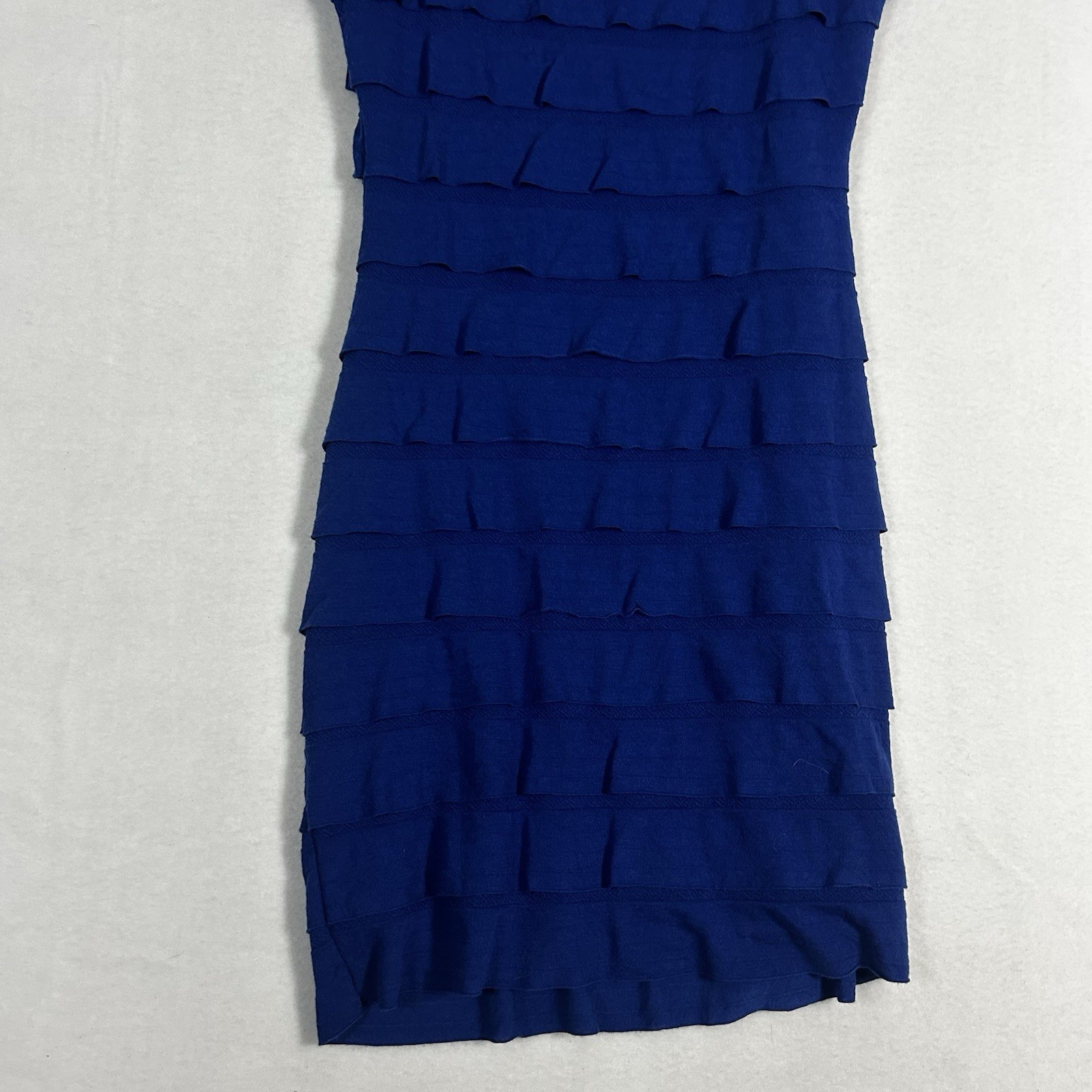 Max Edition Womens M Blue Ruffled Short Sleeve Dress Casual NWT $118