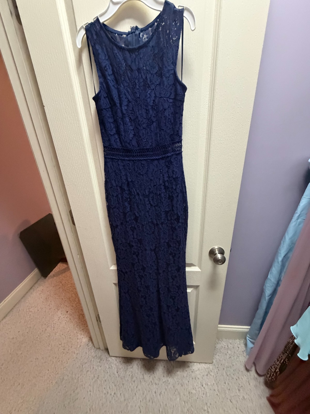 Lulu’s Navy Lace Floor Length Dress- Size X-Small