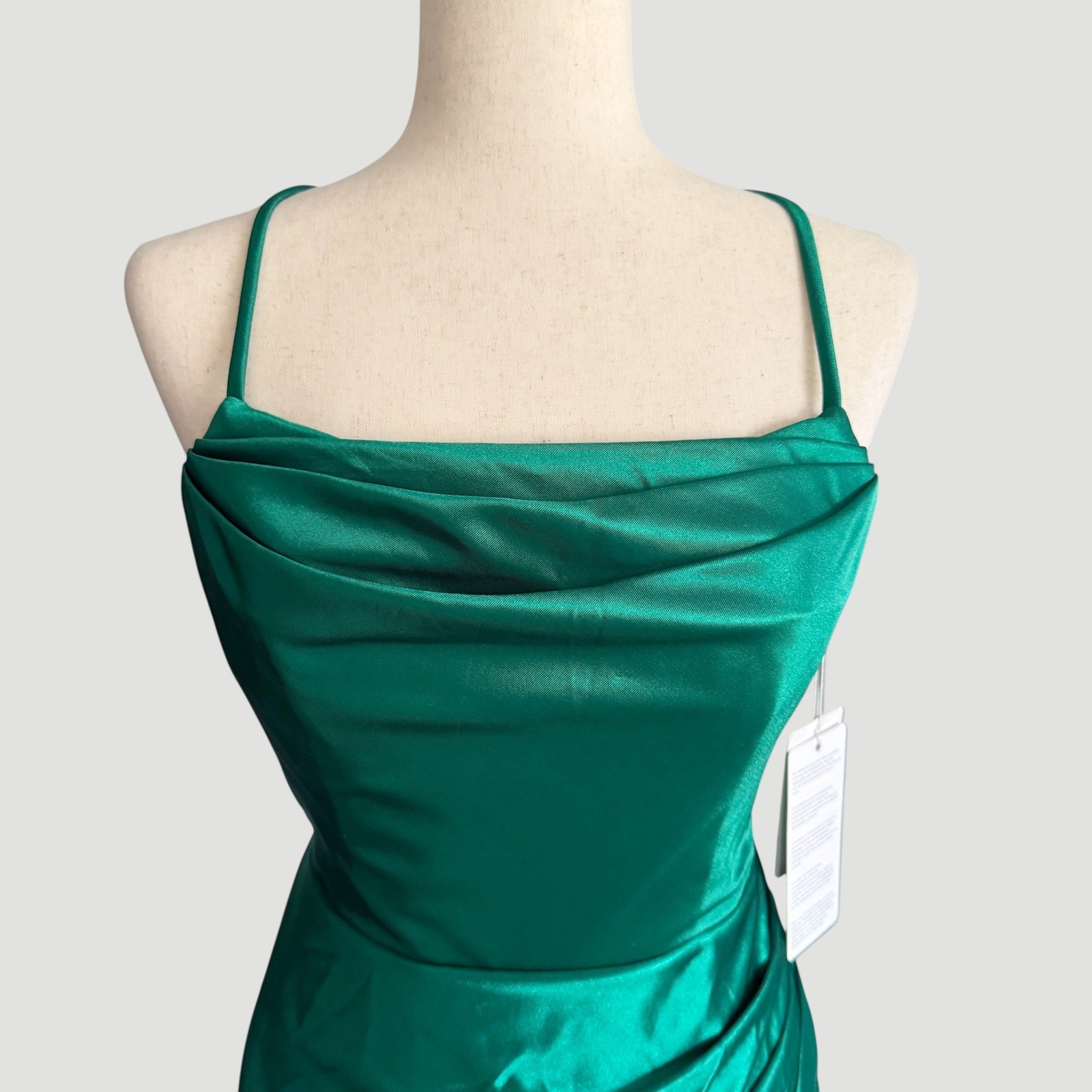 Stacees Emerald Green Satin Lace Up Back Mini Dress Sz 8 NWT Coquette HOCO