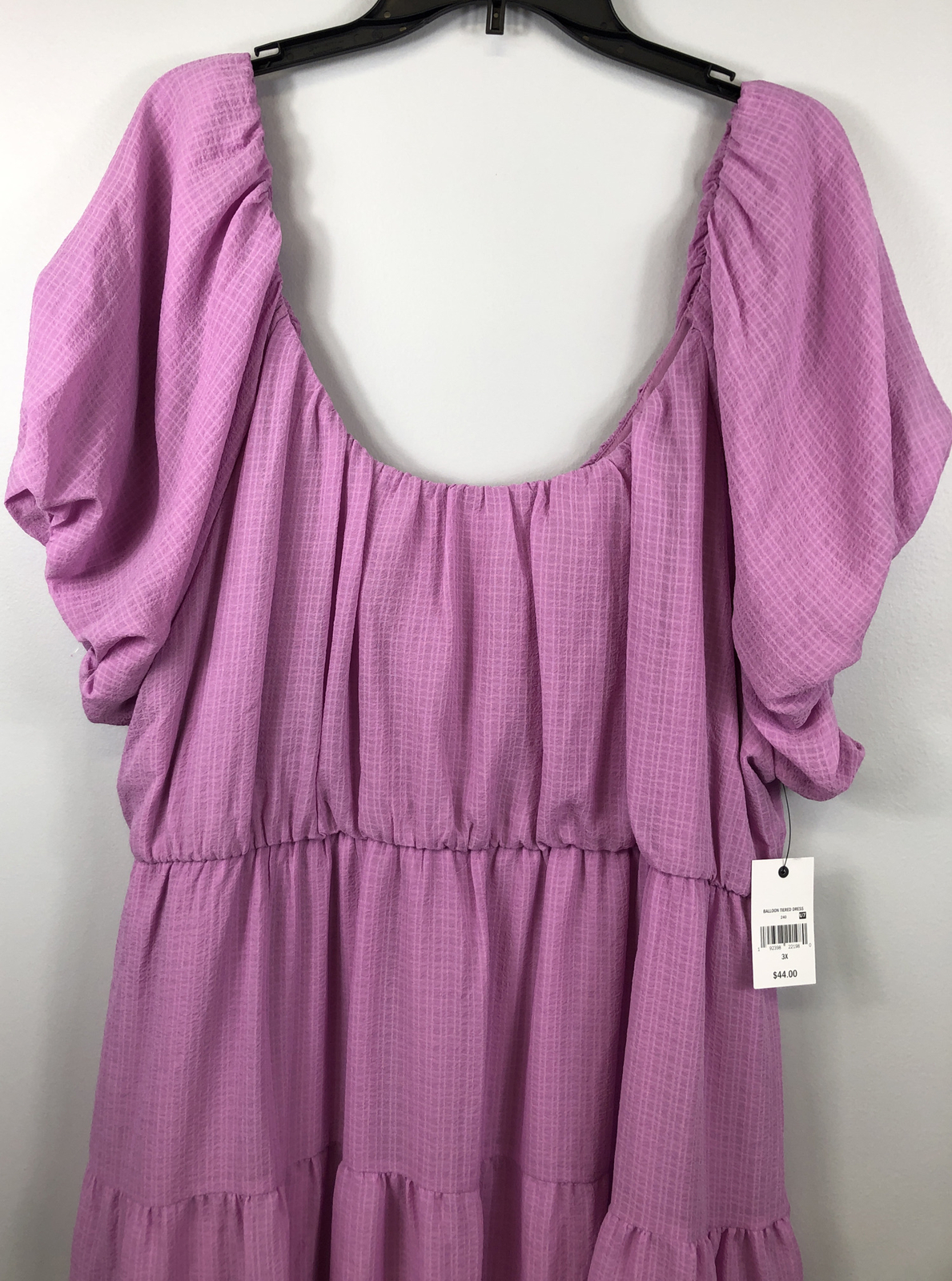 Ophelia Roe Lilac Balloon Short Sleeve Tiered Maxi Summer Dress Plus Sz 3X NWT