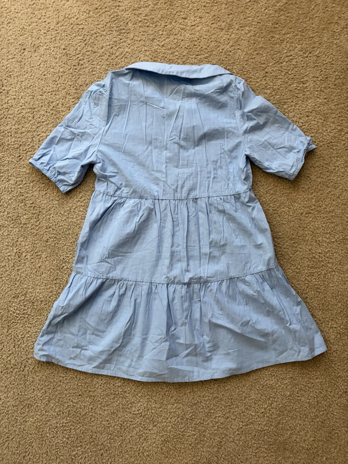 SHEIN Blue Chambray 100 % Cotton Collared Button Front Shirt Dress sz L