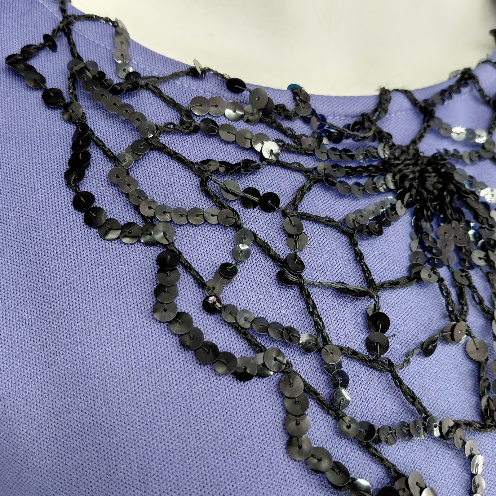 Antique 1920s Flapper Shift Dress Womens Medium Purple Fringe Belt Beaded Gatsby