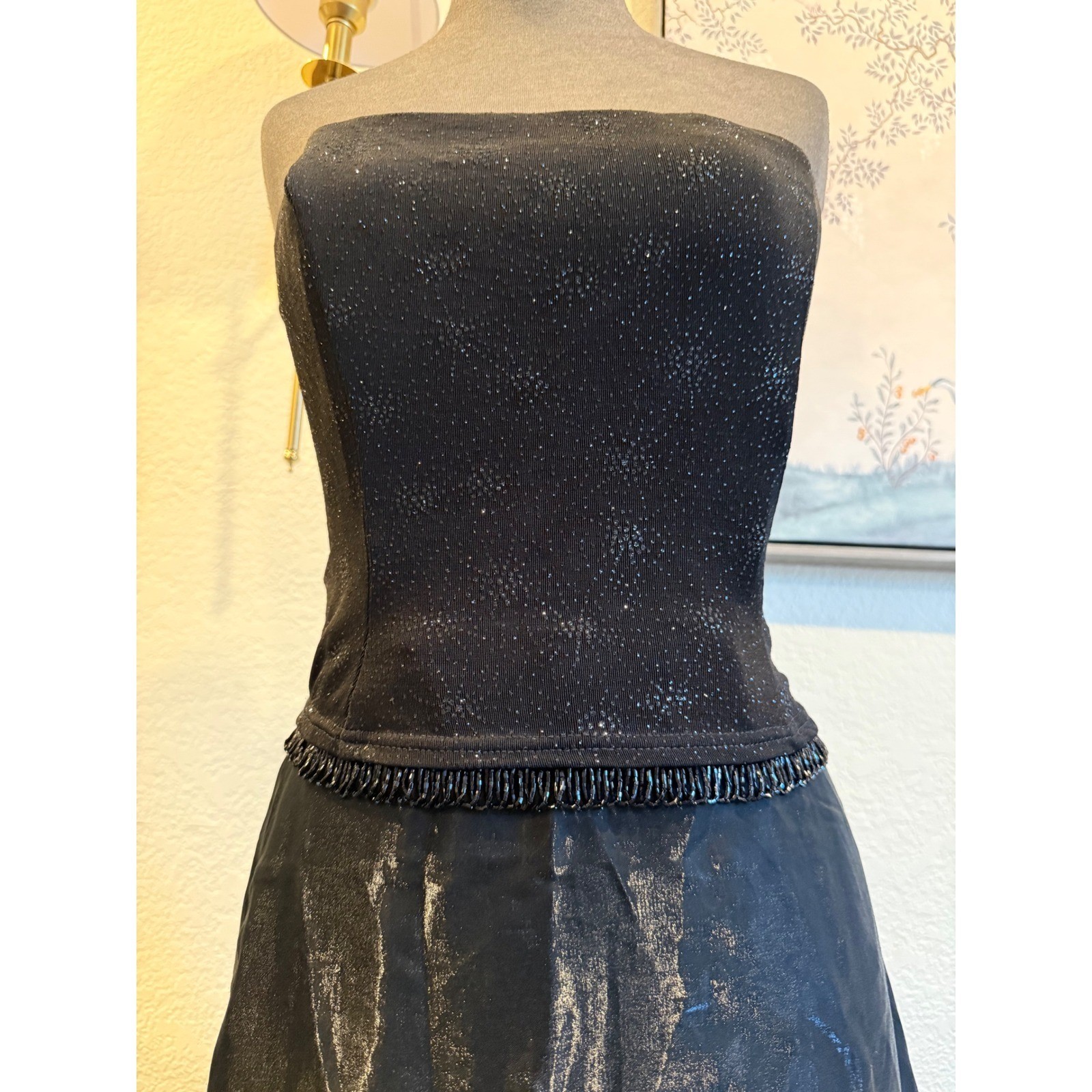 Scott McClintock Millennium 2000 Vintage Strapless Gown Black Beaded Petite 10