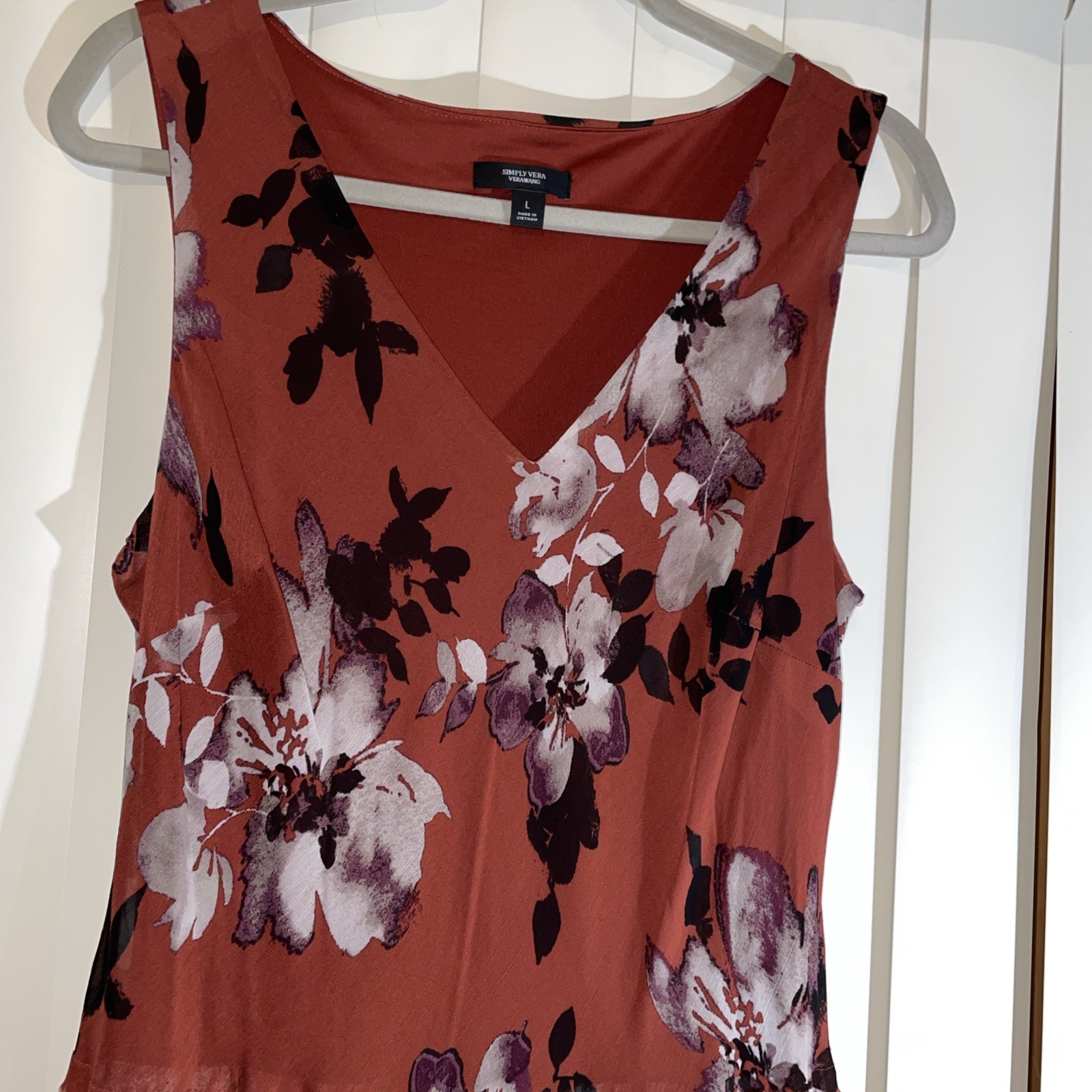 Womens Simply Vera Wang Sleeveless Dress L- Maxi length (rust, black and cream