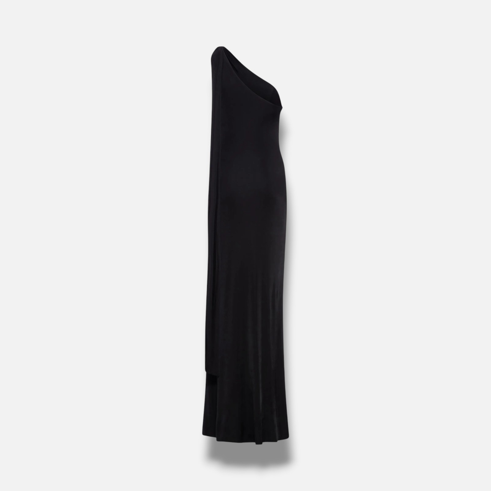 Tom Ford Women’s Black Silk Solid Draped One-Shoulder Gown Dress Size 42