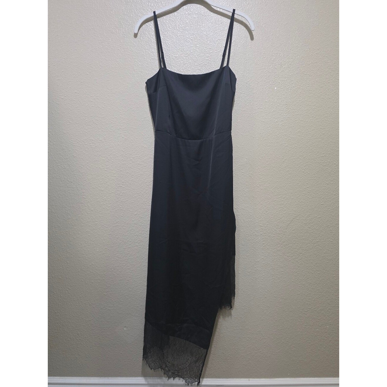 Abercrombie & Fitch Black Slip Dress with Lace Hem Size Small NWT