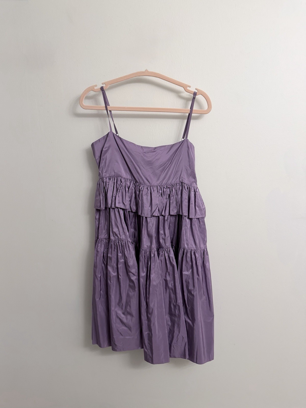 Cynthia Rowley Tiered Spaghetti Strap Silk Dress Lilac NWT $465 Size 8