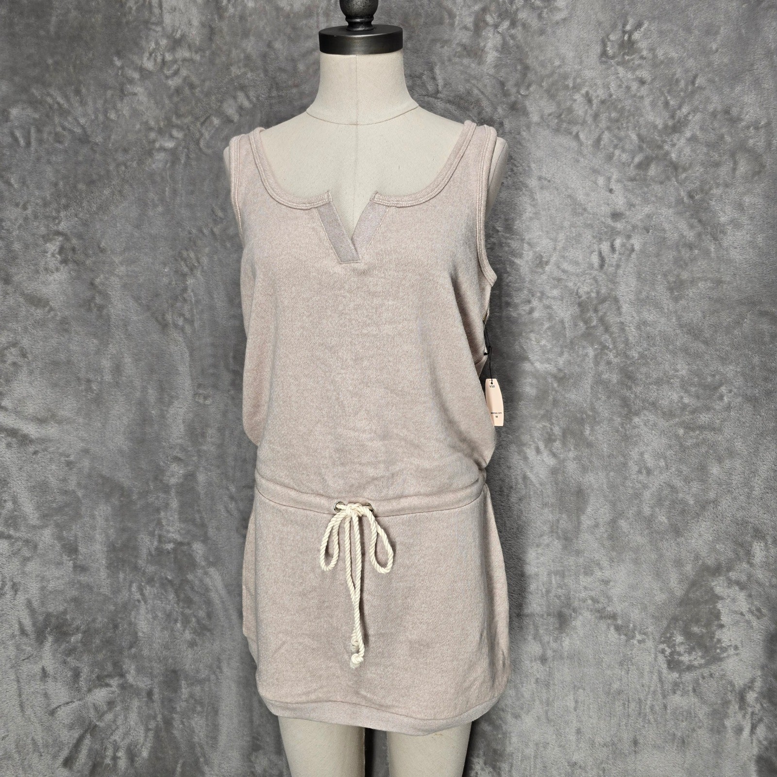 Victoria Secret Dress Women M Beige French Terry Drawstring Coverup Beach Cozy
