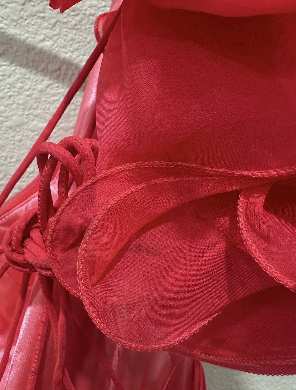 MacDuggal One Shoulder Open Back Red Ruffle Maxi Dress Sz 6