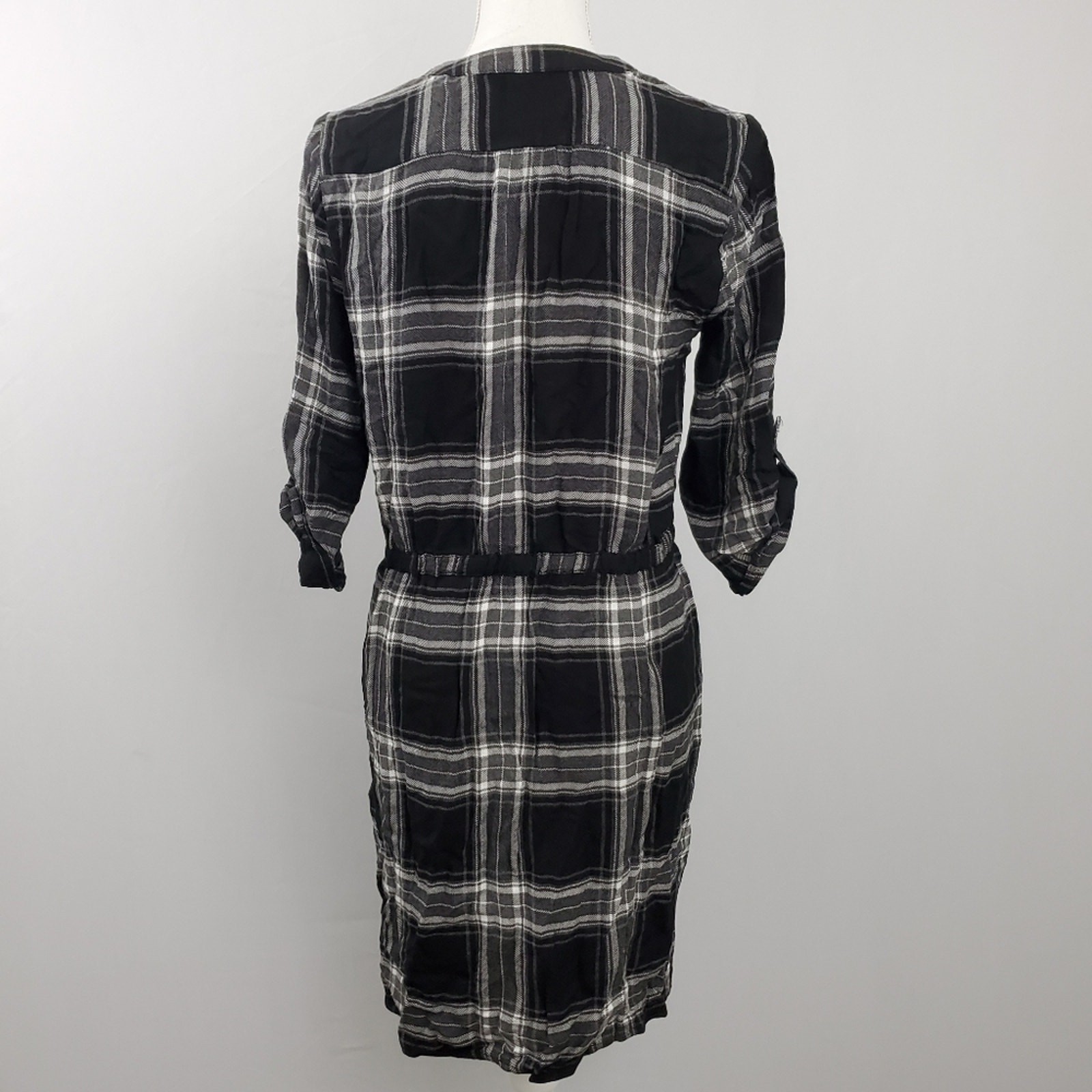 NWT Spense Black White Plaid Shirtdress Pockets Size 10 Old Money Quiet Luxury