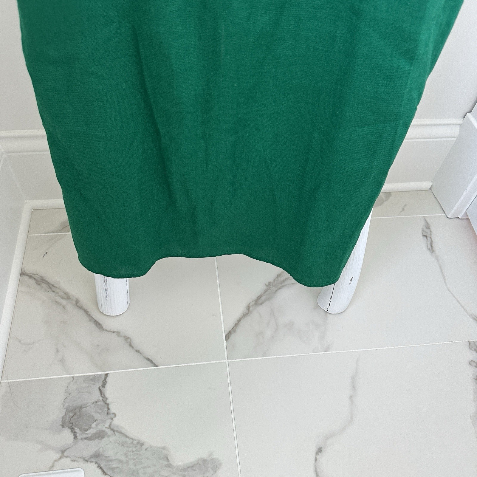 Rachel Zoe Green Solid Square Neck Smocked Lined Slip Midi Dress M
