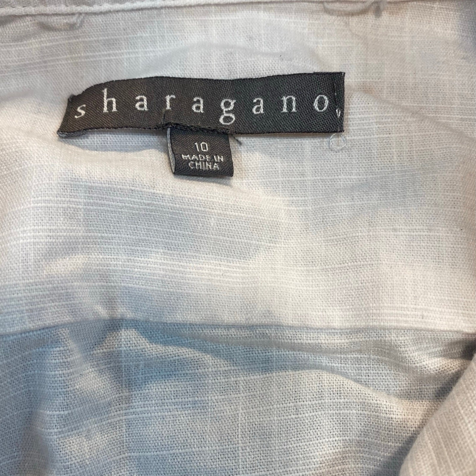 Sharagano Womens 10 White Fit Flare Button Down Shirt Midi Dress Sleeveless