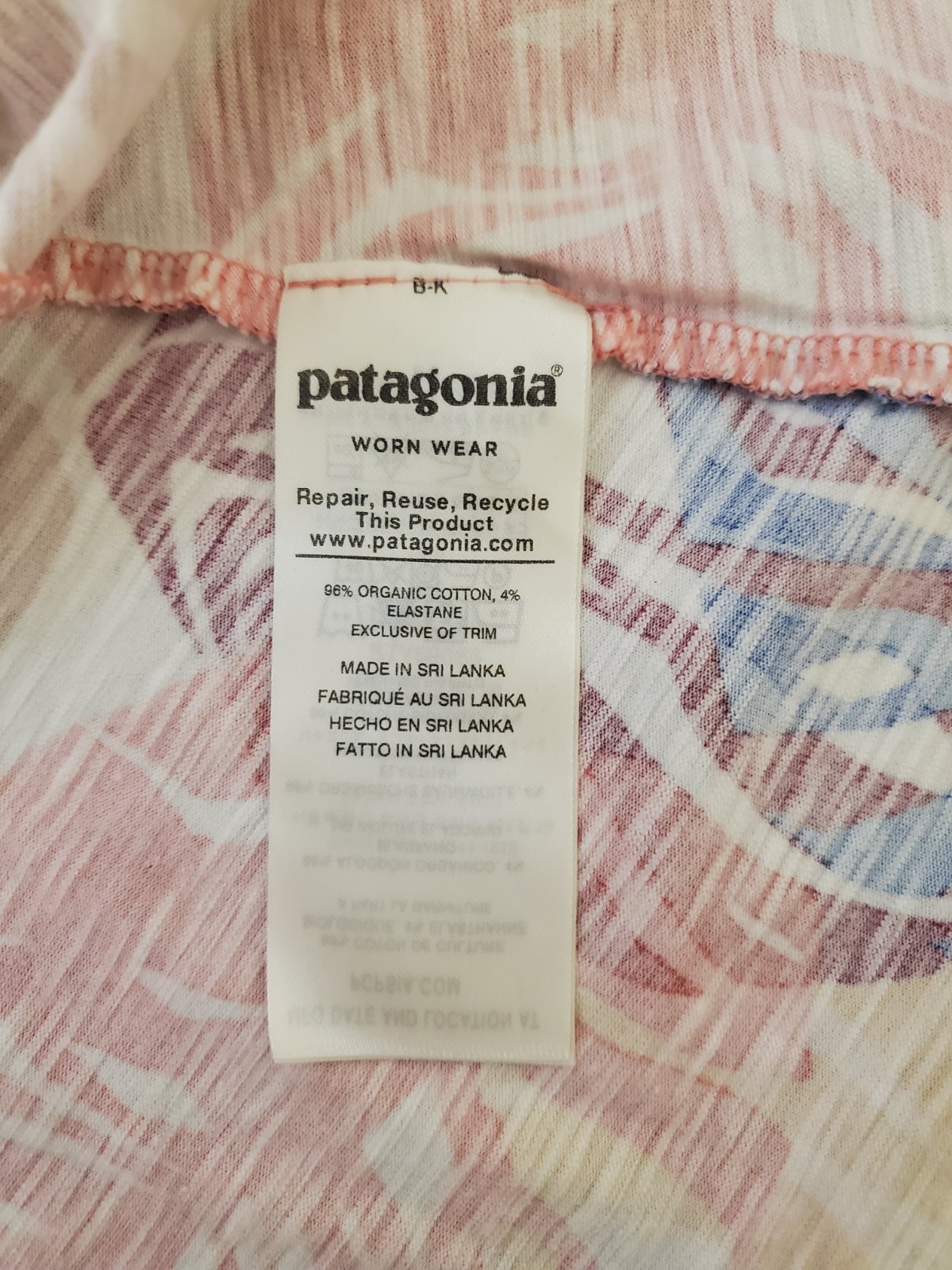 Patagonia organic cotton multicolor leave Amber Dawn knee length tank dress XS