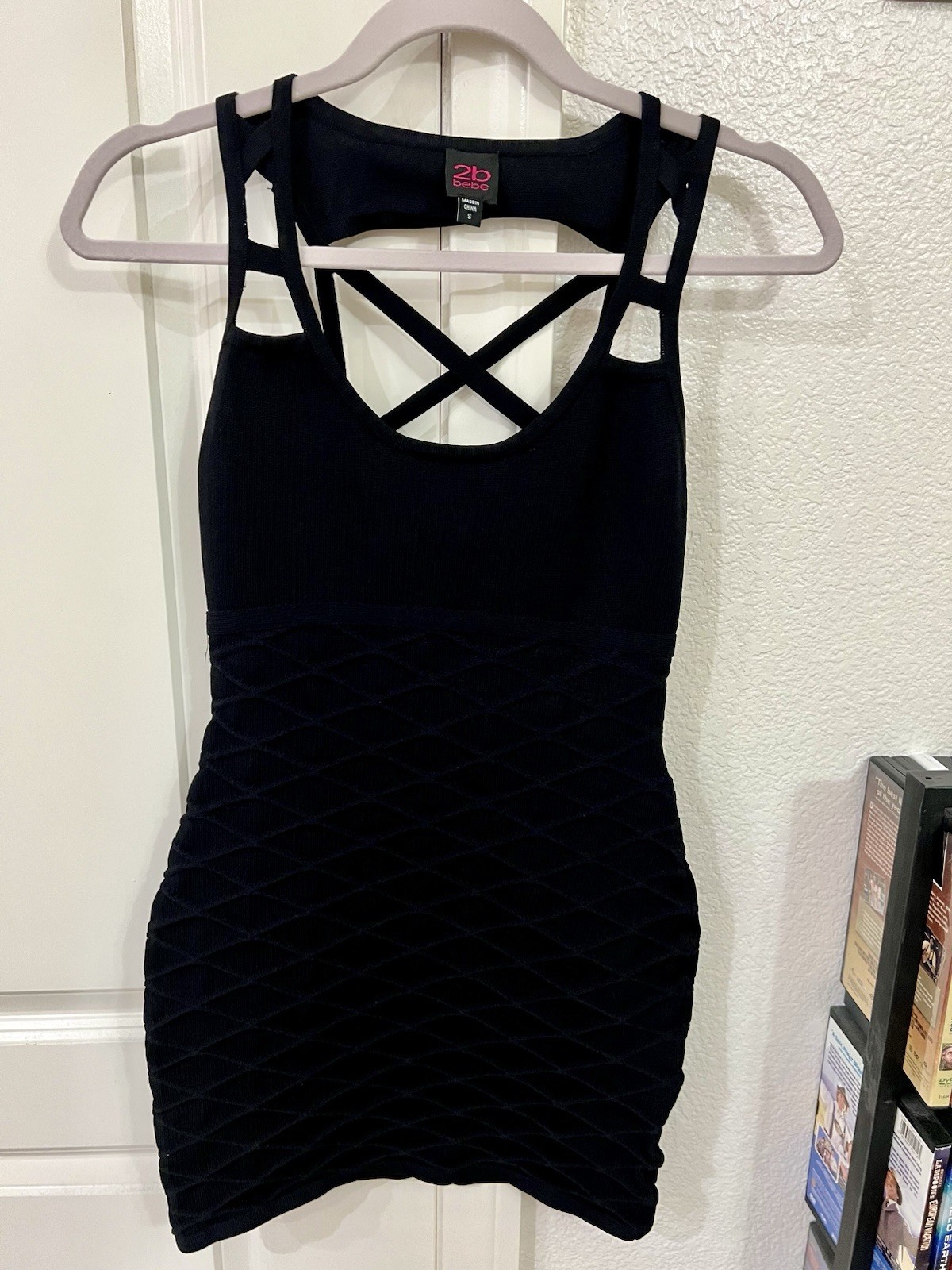 BEBE black mini body shaped dress/excellent/ size S/ FREE SHIPPING !!