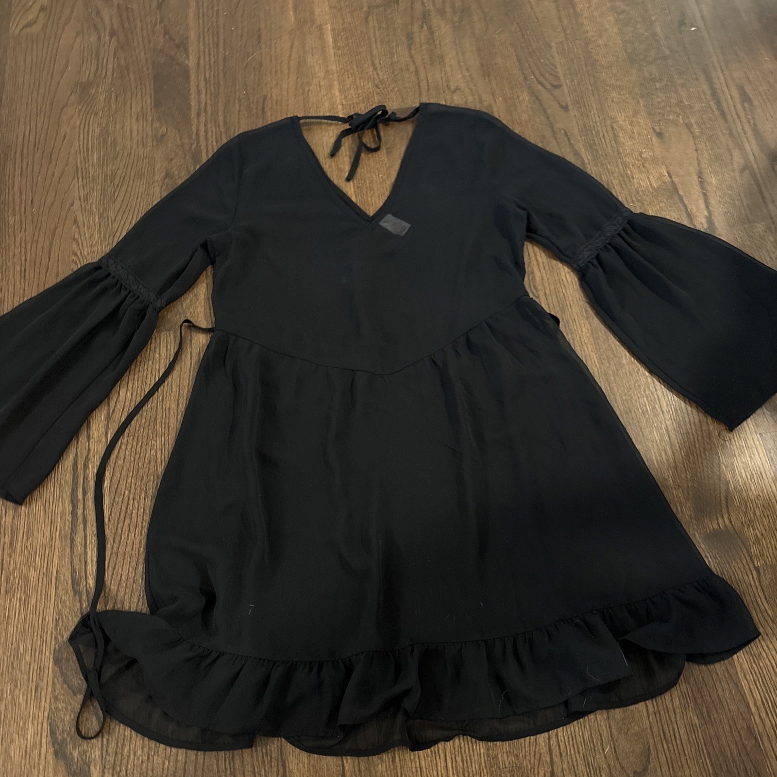 BONGO Size Medium Womens Black Sheer Dress/ Coverup Boho Beach Renfair Summer