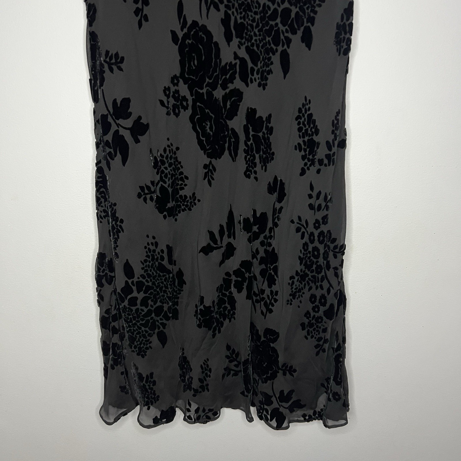 Papell Boutique Evening Dress Size 4 Velvet Silk Black Beaded Cocktail Party