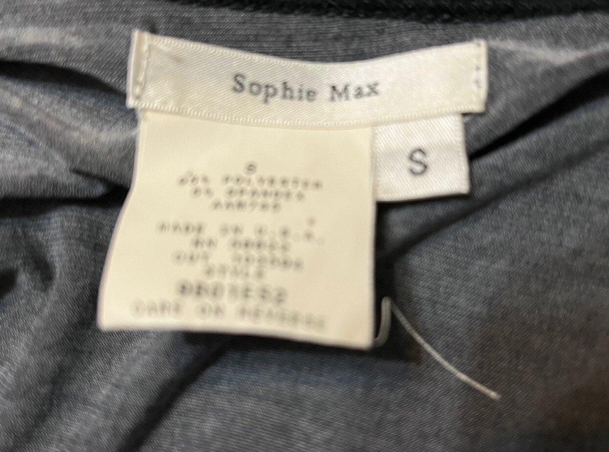 Sophie Max size S black brown teal short sleeve slinky A-line dress
