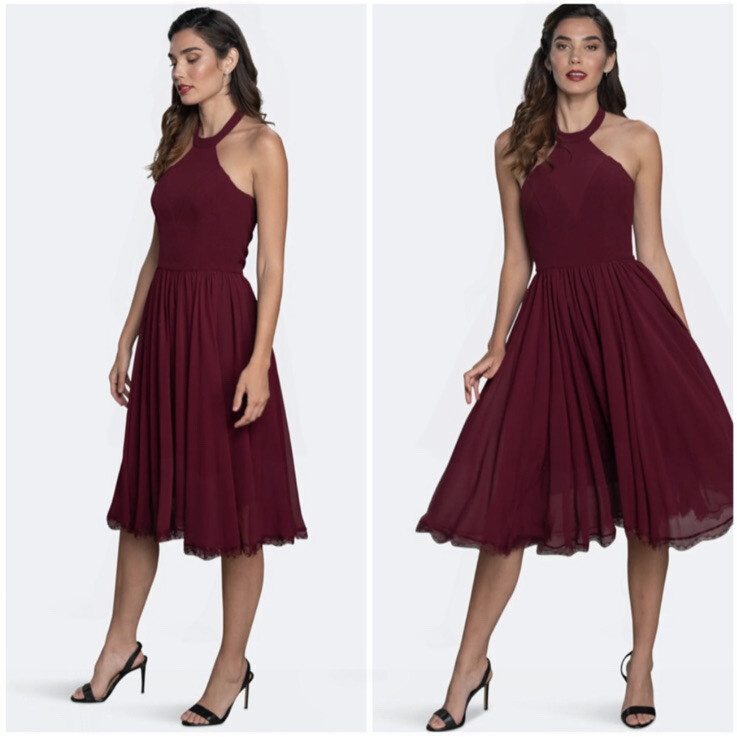 Dress the Population Giorgia halter dress size XL burgundy red NEW