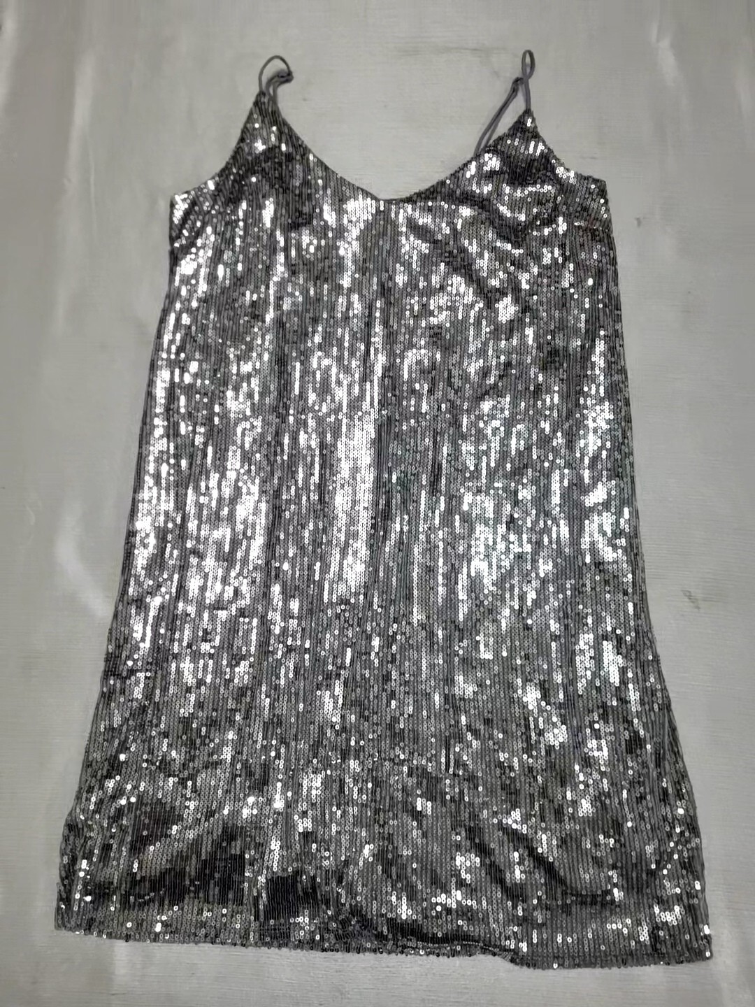 Women’s XS Silver Sequin V-Neck Spaghetti Strap Dress by A New Day
