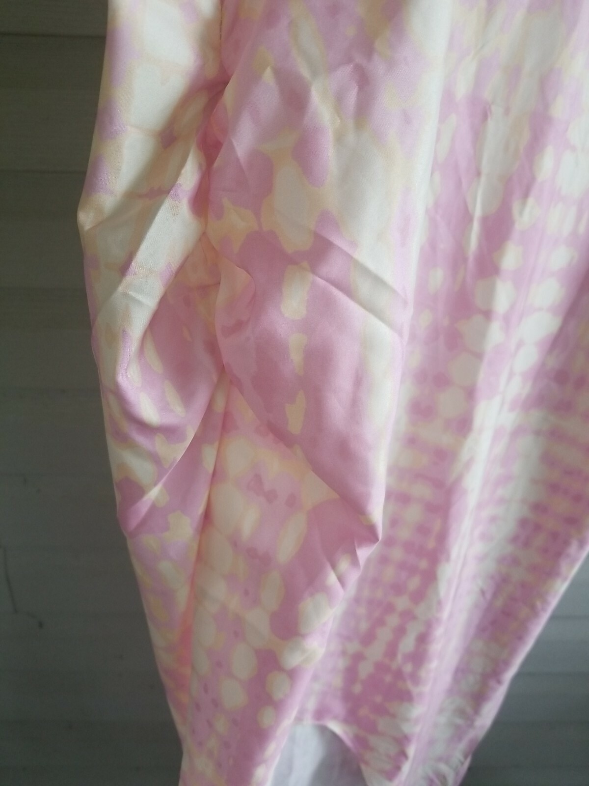 Lulla by Bindya Dress Kaftan Boho Tunic Tie Dye Pink Silky ONE SIZE RuchedNWT$95
