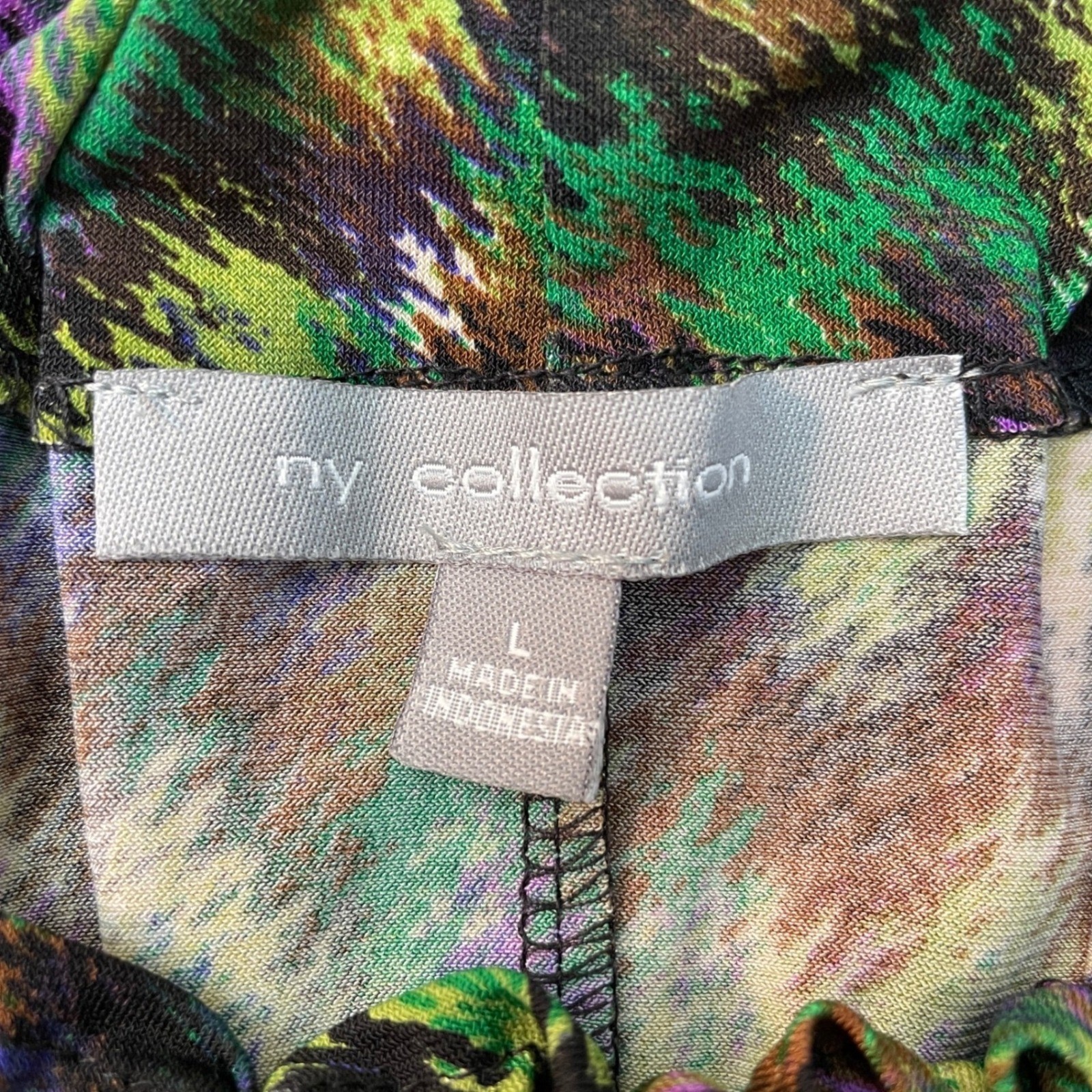 NY Collection Womens Halter Neck Zig Zag Ikat Print Midi Dress Green Purple L