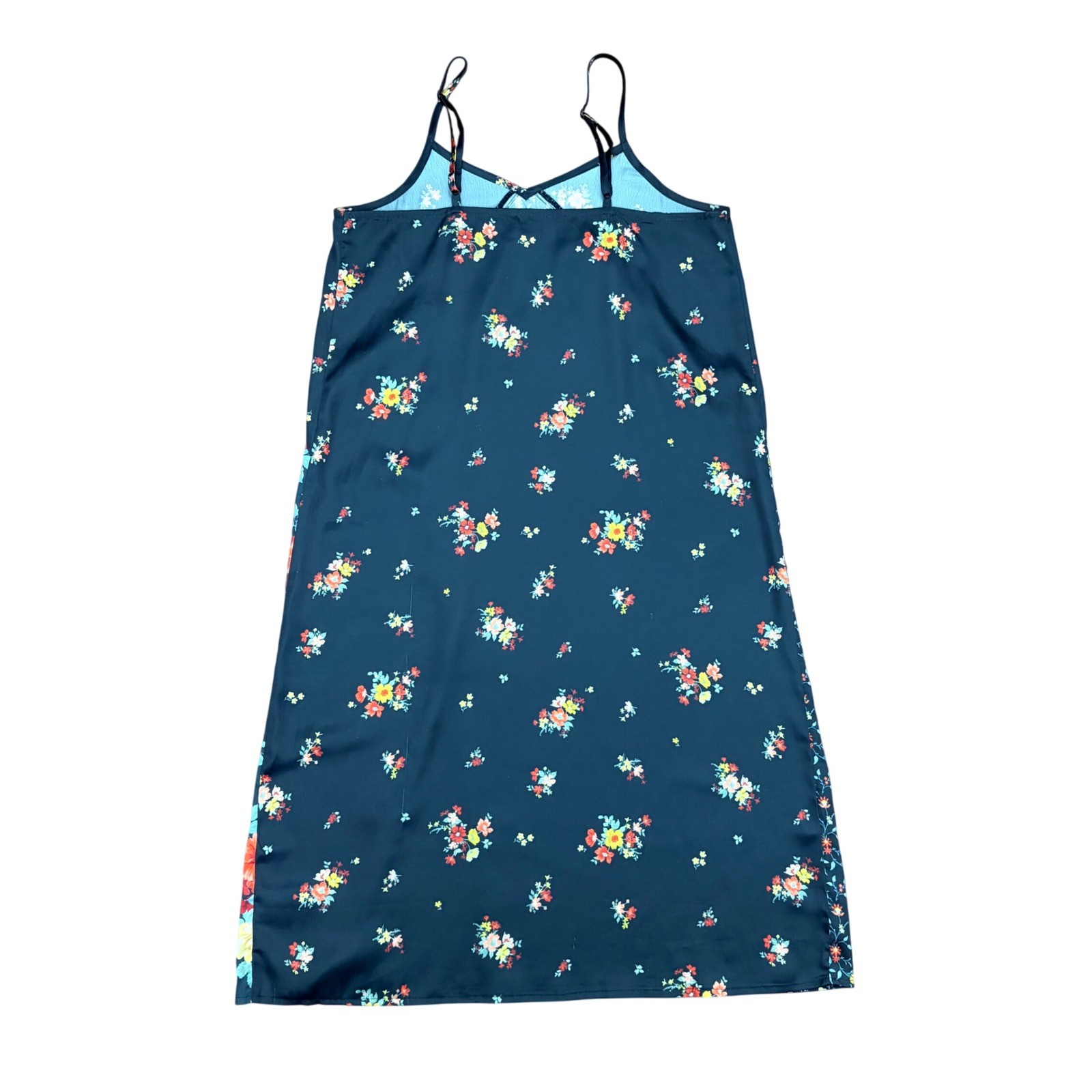 American Eagle AE Studio Floral Patchwork Midi Slip Dress Black Womens M