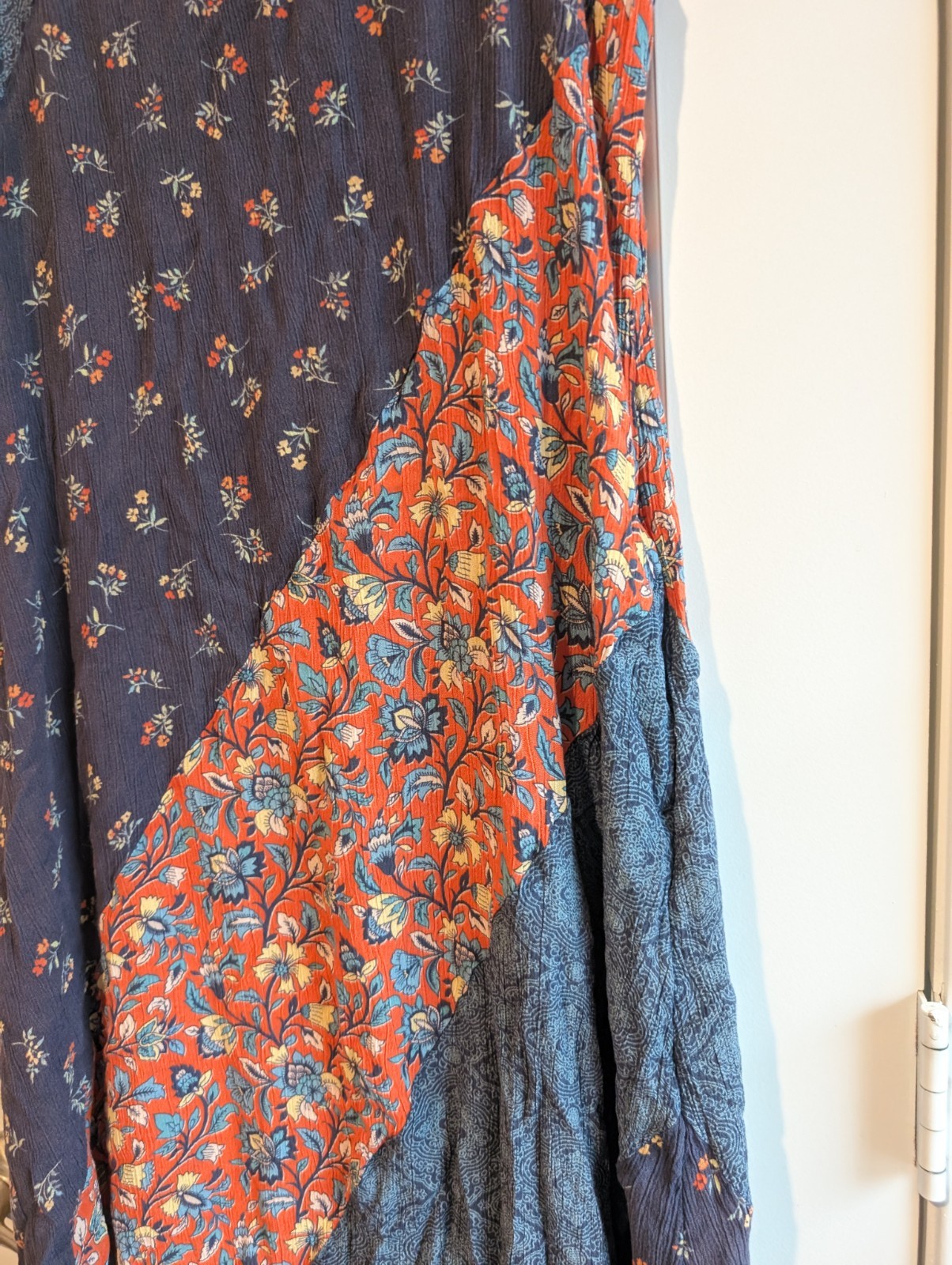 Coldwater Creek Womens M Dress Patchwork Boho Hippie Cottagecore Colorful Pocket