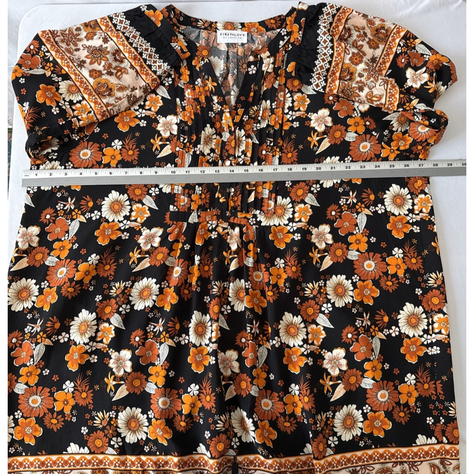 First Love By Lovelyn Floral Pintuck Rayon Tunic Dress Womens 2X Whimsigoth Boho
