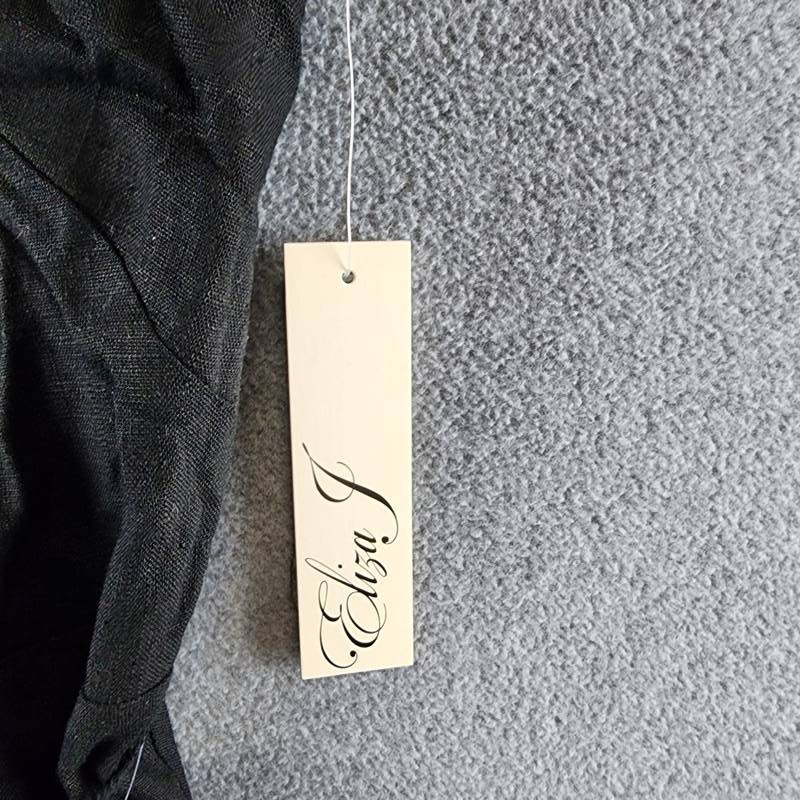 Eliza J Beaded-Strap Contrast-Trim Halter MIDI Dress Women’s 6 Black Linen Blend