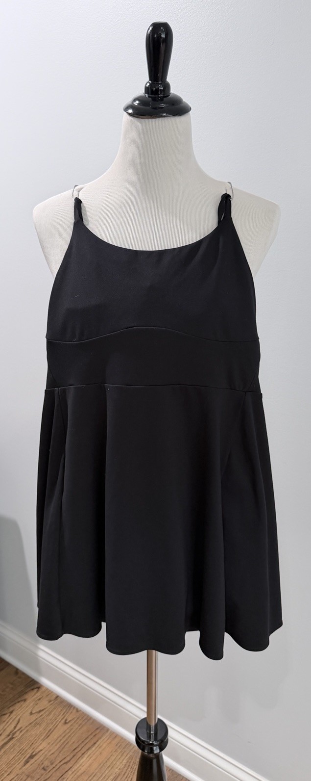 Zella Black Scoop Neck Spaghetti Strap Stretch Relaxed Fit Dress/Romper S