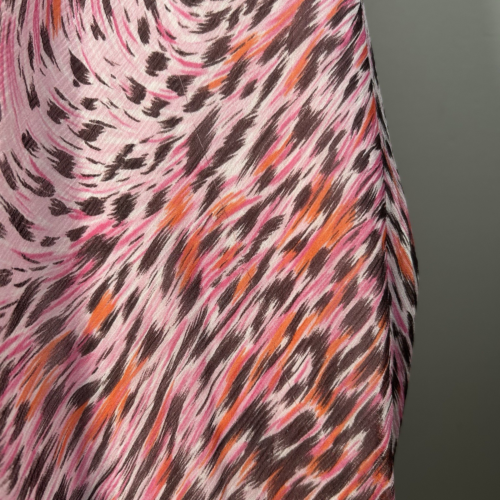 Y2K BCBGeneration Silk Leopard Midi Halter Dress Asymmetrical Hem Women’s Sz 2
