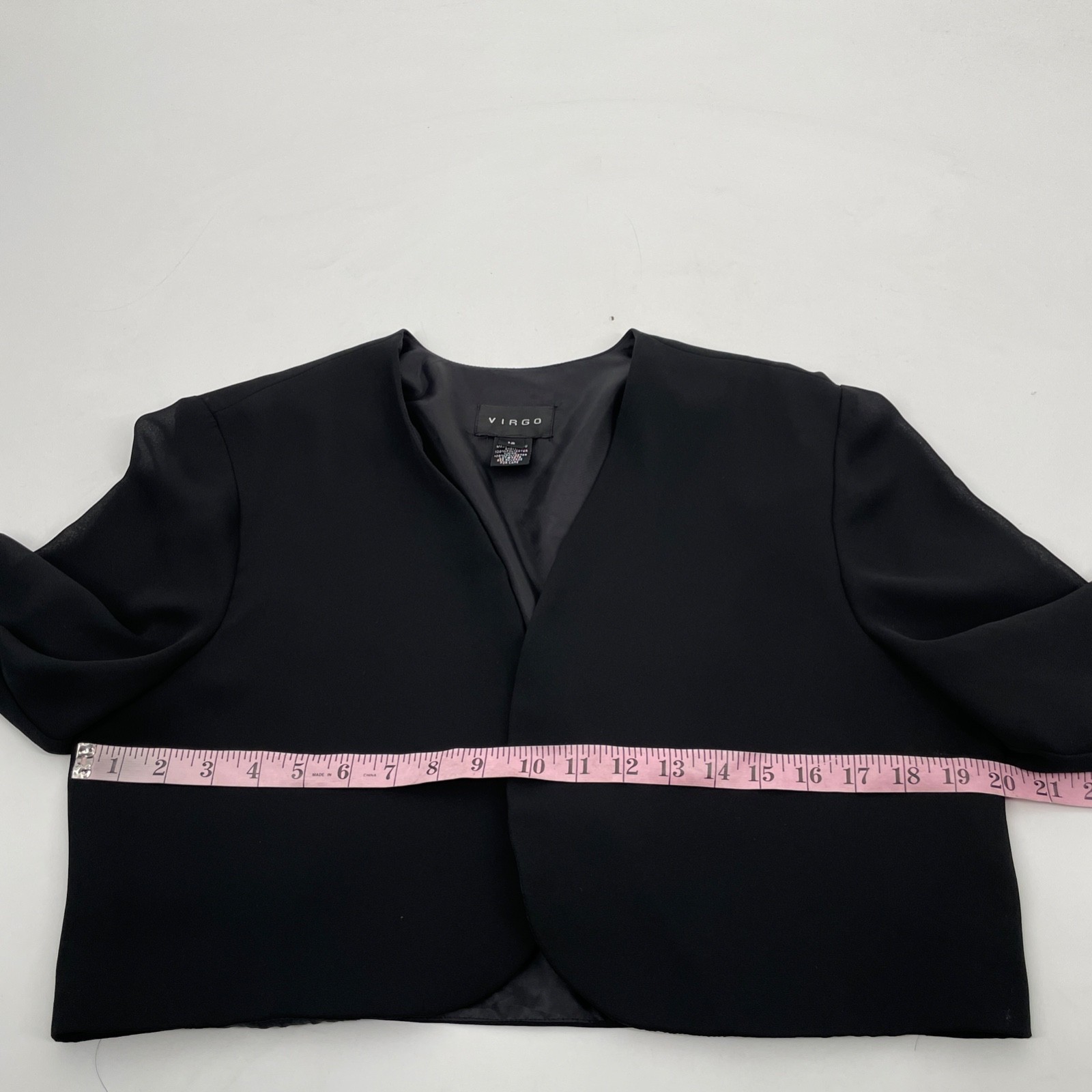 VTG Virgo women’s 12 Black Chiffon A-Line 2pc Dress set Scoop Neck bolero jacket