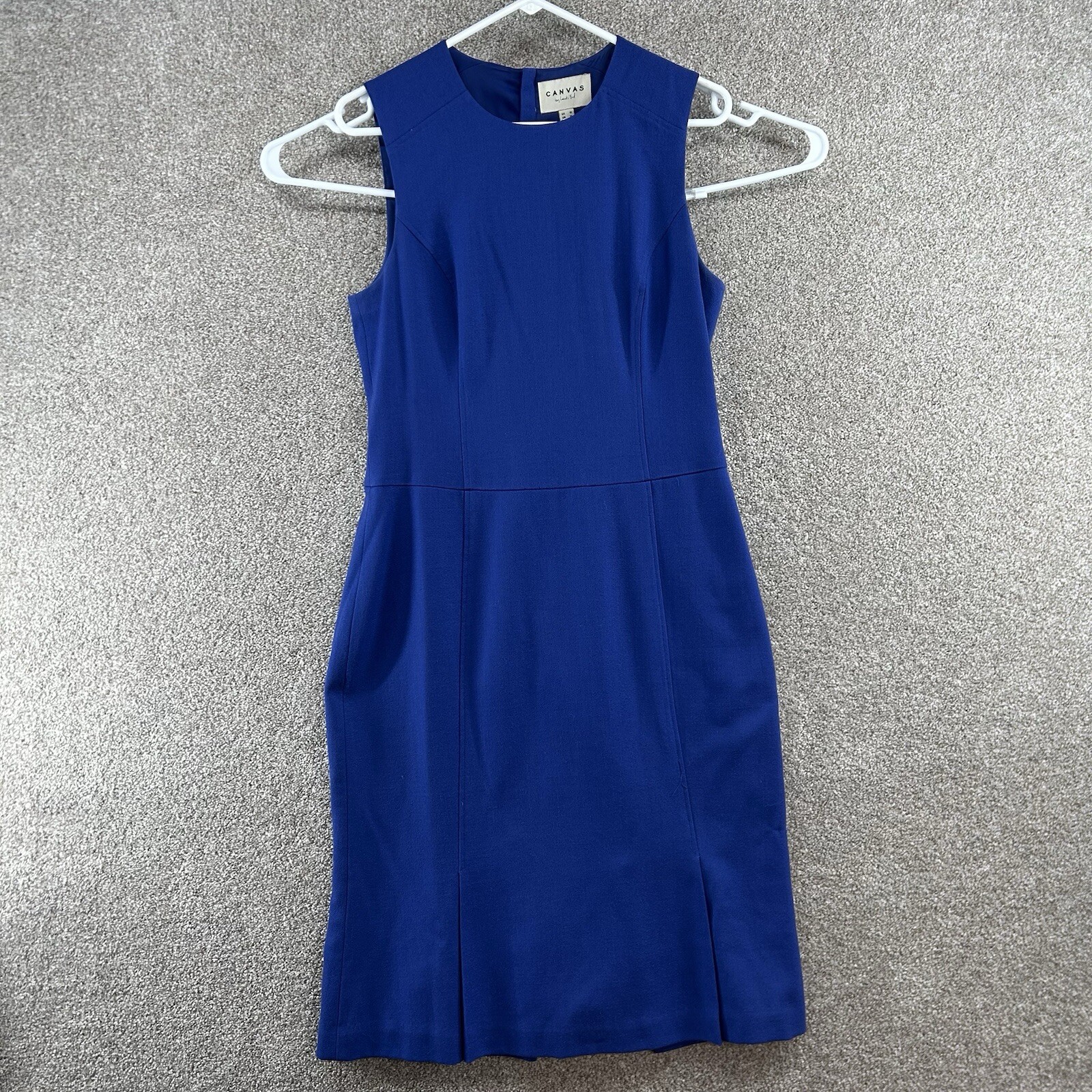 Canvas By Lands’ End Women’s Wool Dress Size 10 Blue Sleeveless Zip Closure