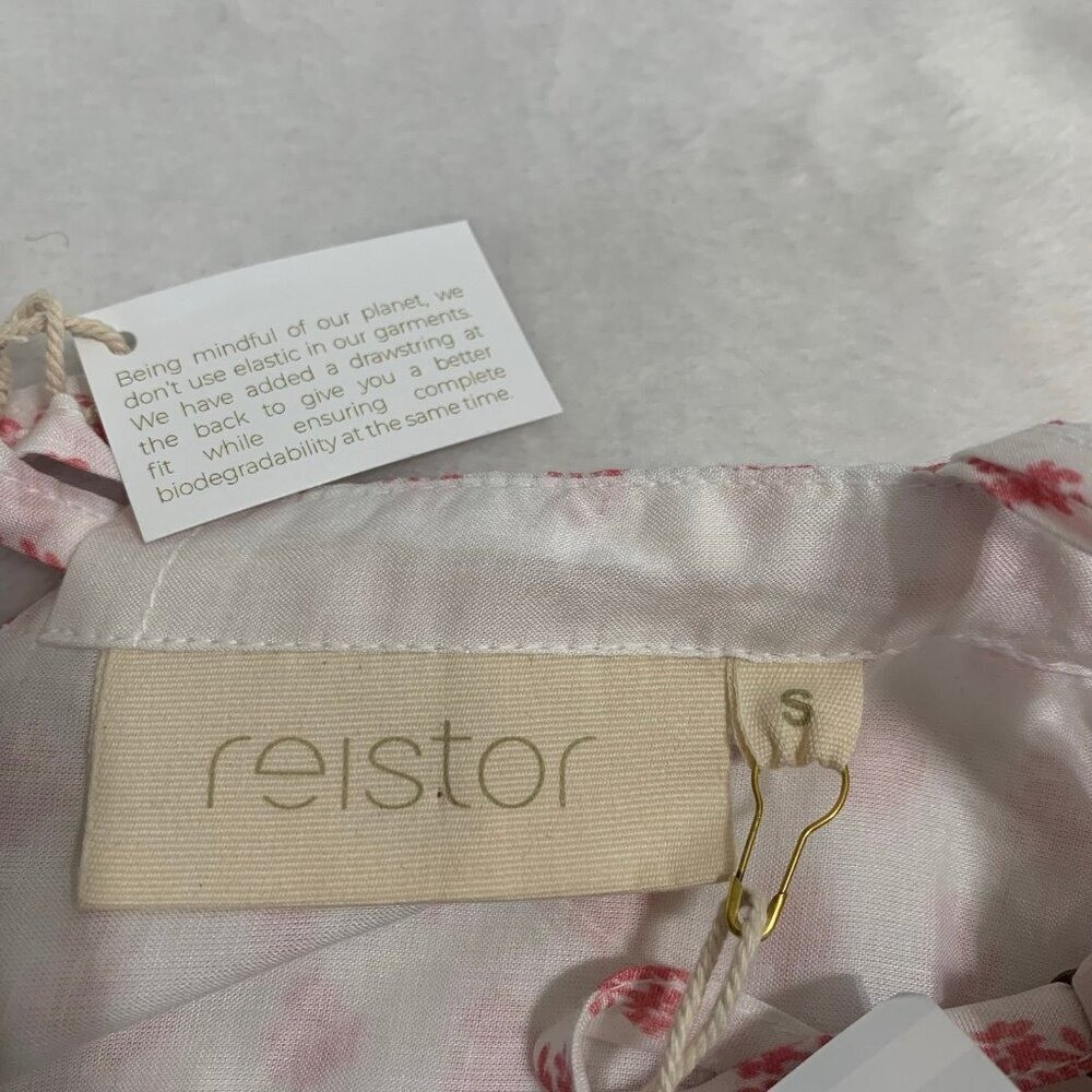 NEW Madewell x Reistor Ivory Floral Tencel Strappy Midi Dress Pink Green Small
