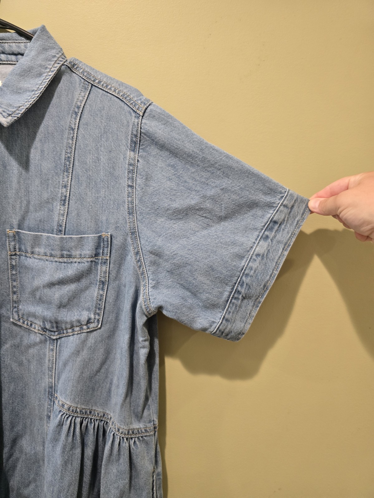 Maye The Label Montana Light Wash Denim Midi Shirt Dress Size Medium