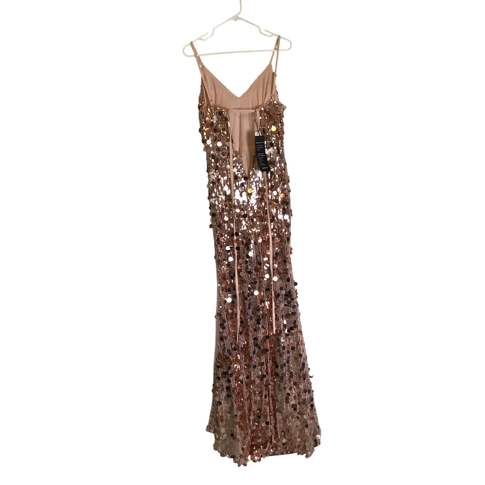 RYANTH Women’s Coffee Sequin Mermaid with Side Slit V-Neck Prom Dress Size 8 NWT