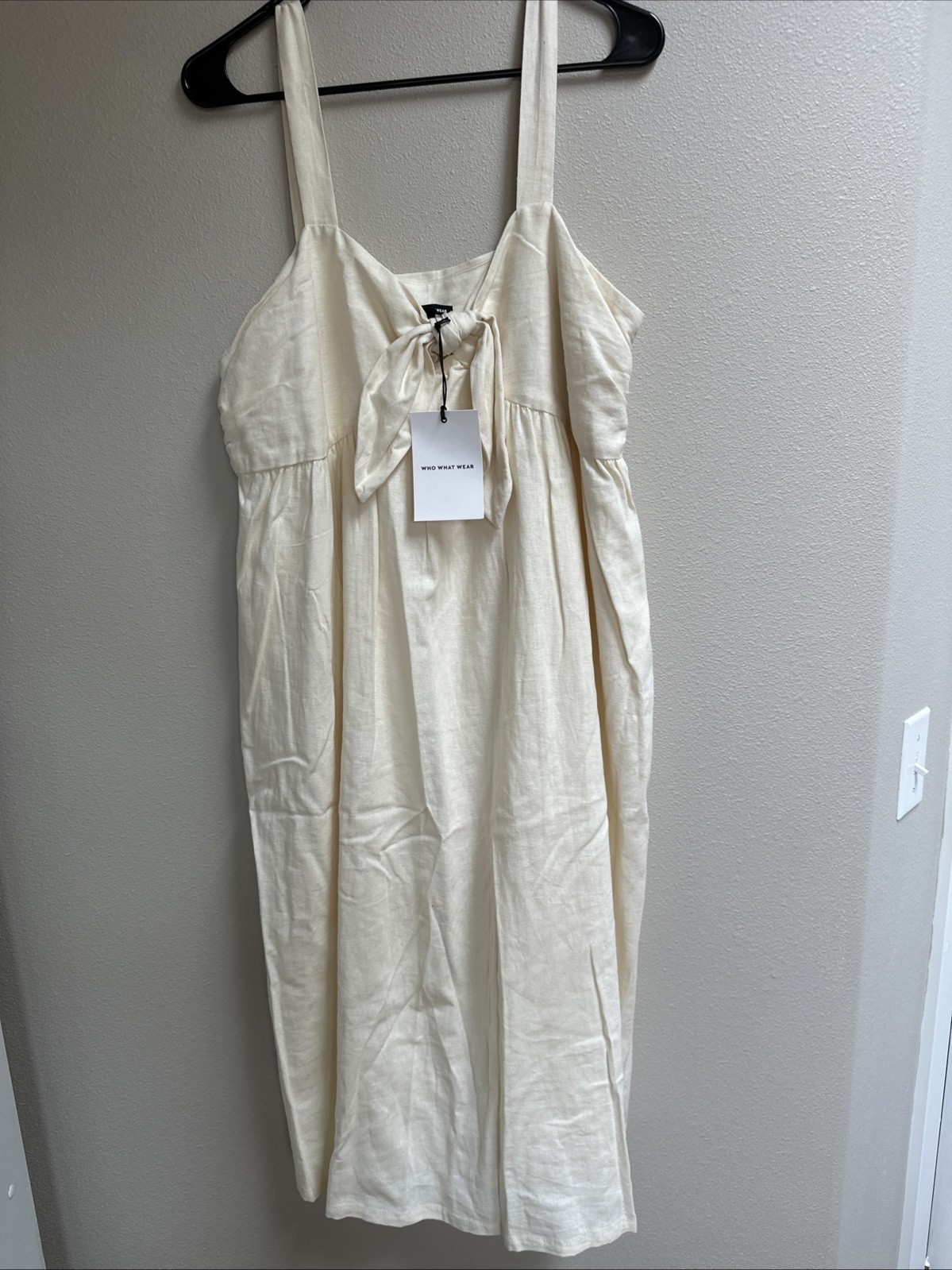 NWT Who What Wear Women’s Linen Dress XL Portrait Summer Vacation Beach Cream