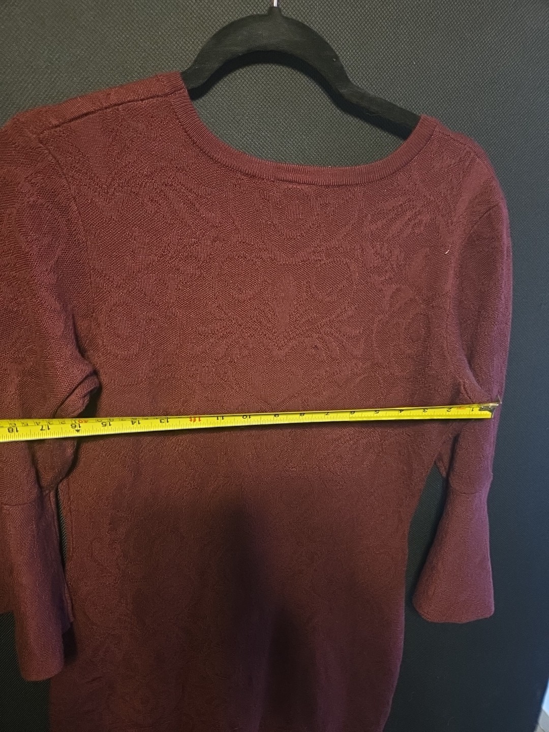 Taylor Factory Maroon Shift Dress Size Large Round Neck Split Sleeve
