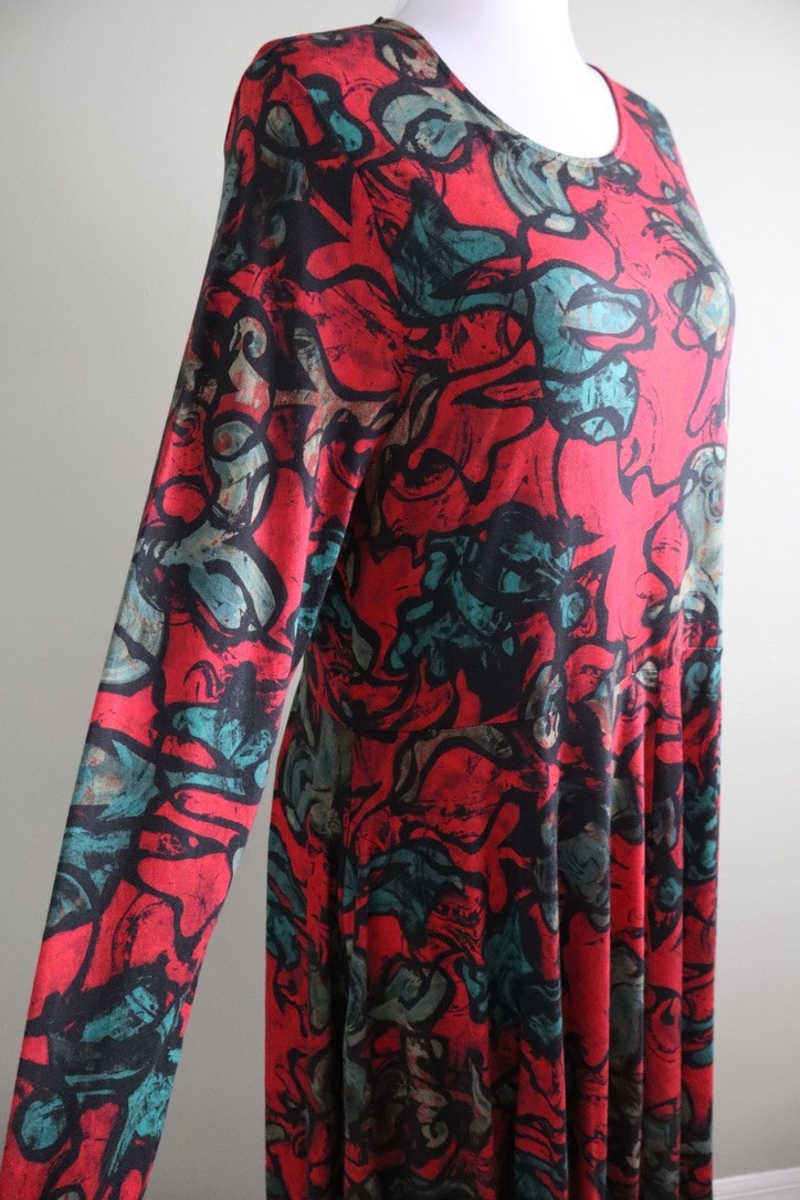 PERUVIAN CONNECTION NEW $218 Floral Soft Stretch Midi Swing Dress Size XL