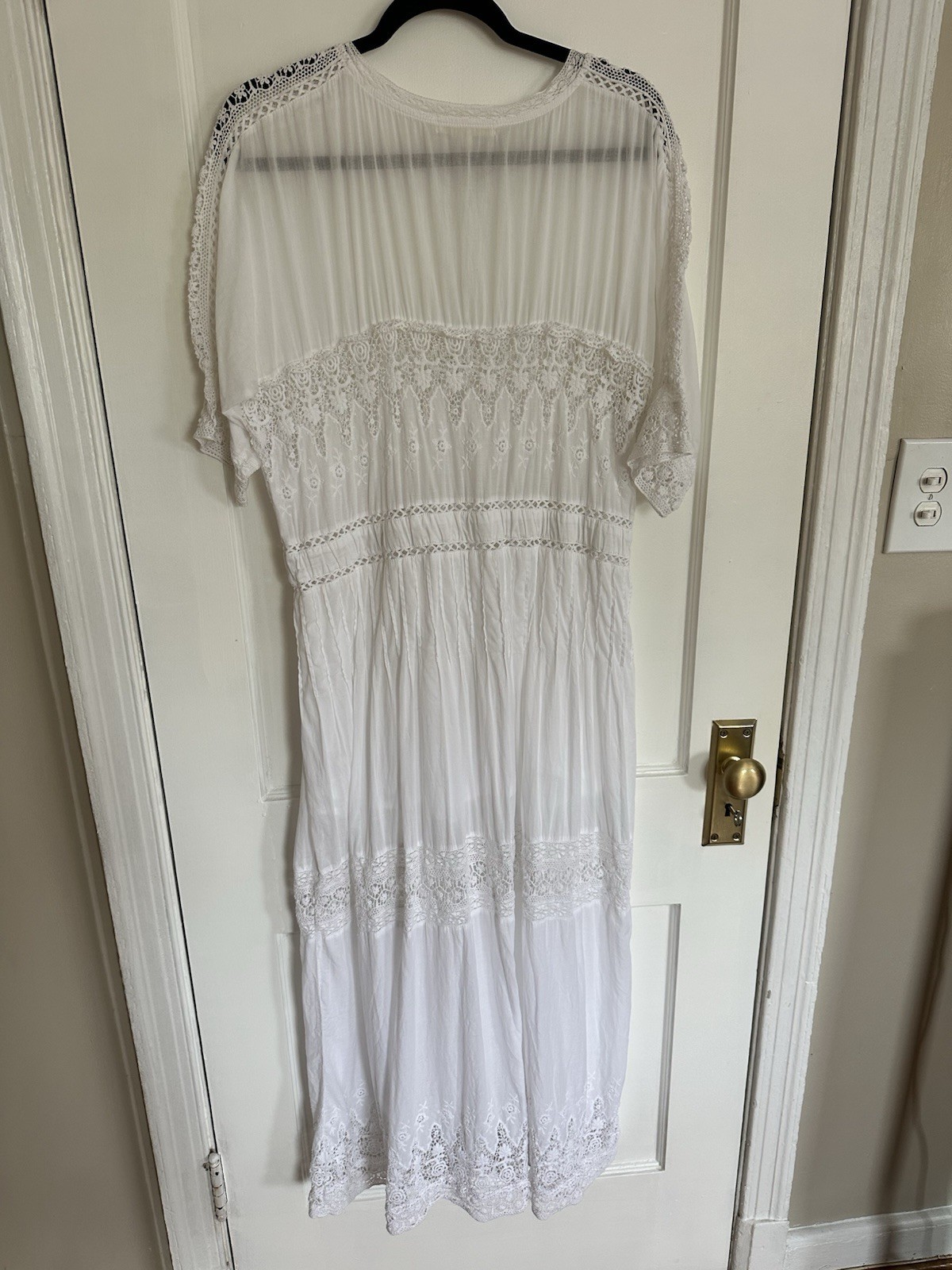 LoveShackFancy Beth Maxi Dress White Lace Eyelet Embroidered Cottagecore XL