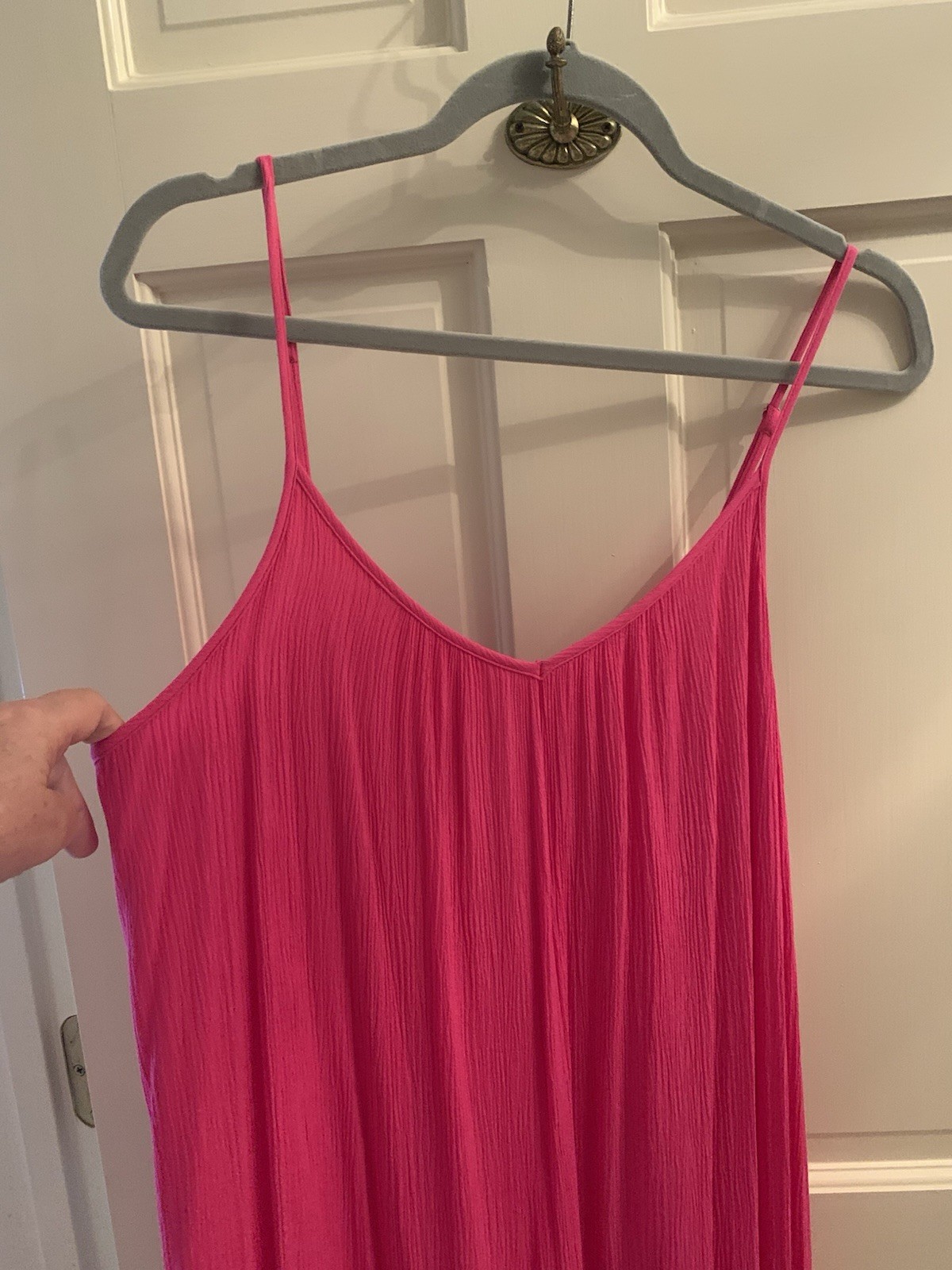 Z Supply Solid Pink V-Neck Strappy Sleeveless Adjustable Rayon Maxi Dress M
